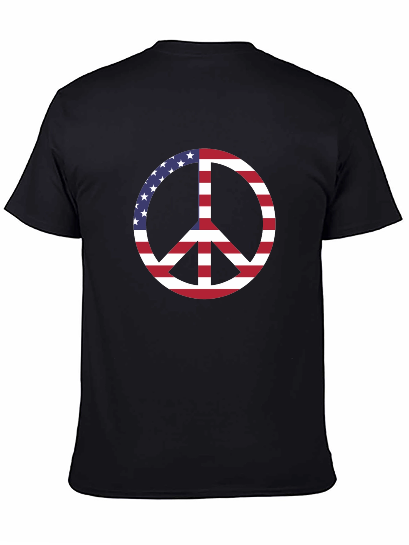 American Flag Peace Sign Black T-Shirt