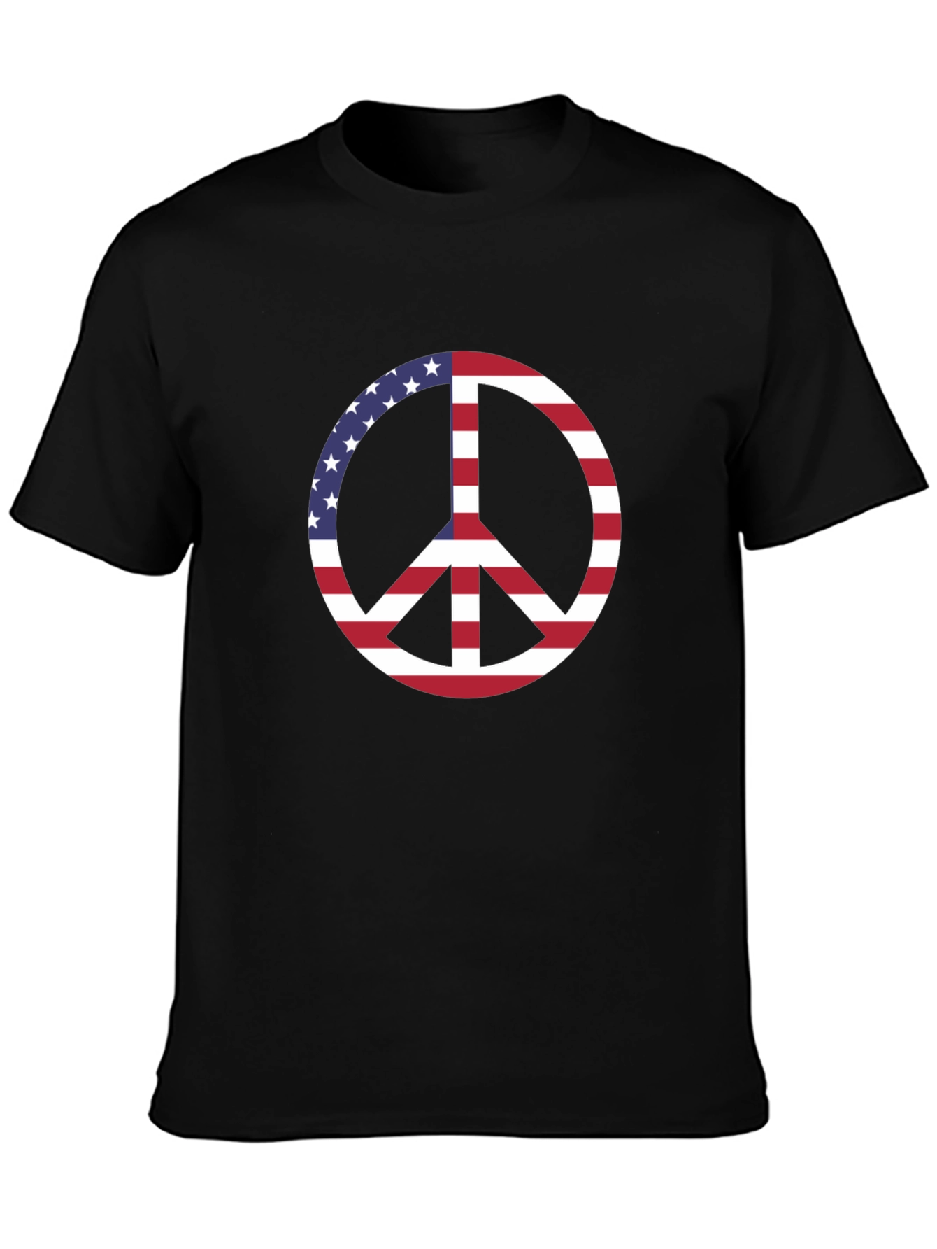 American Flag Peace Sign Black T-Shirt