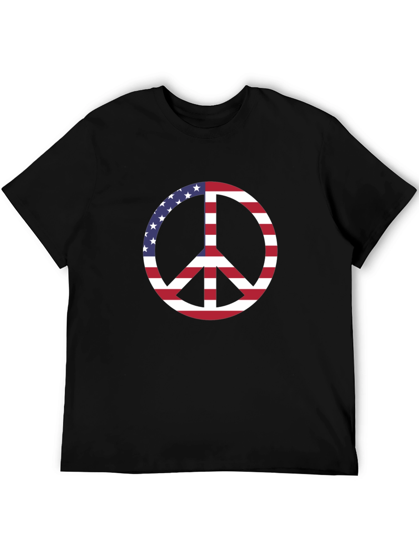 American Flag Peace Sign Black T-Shirt