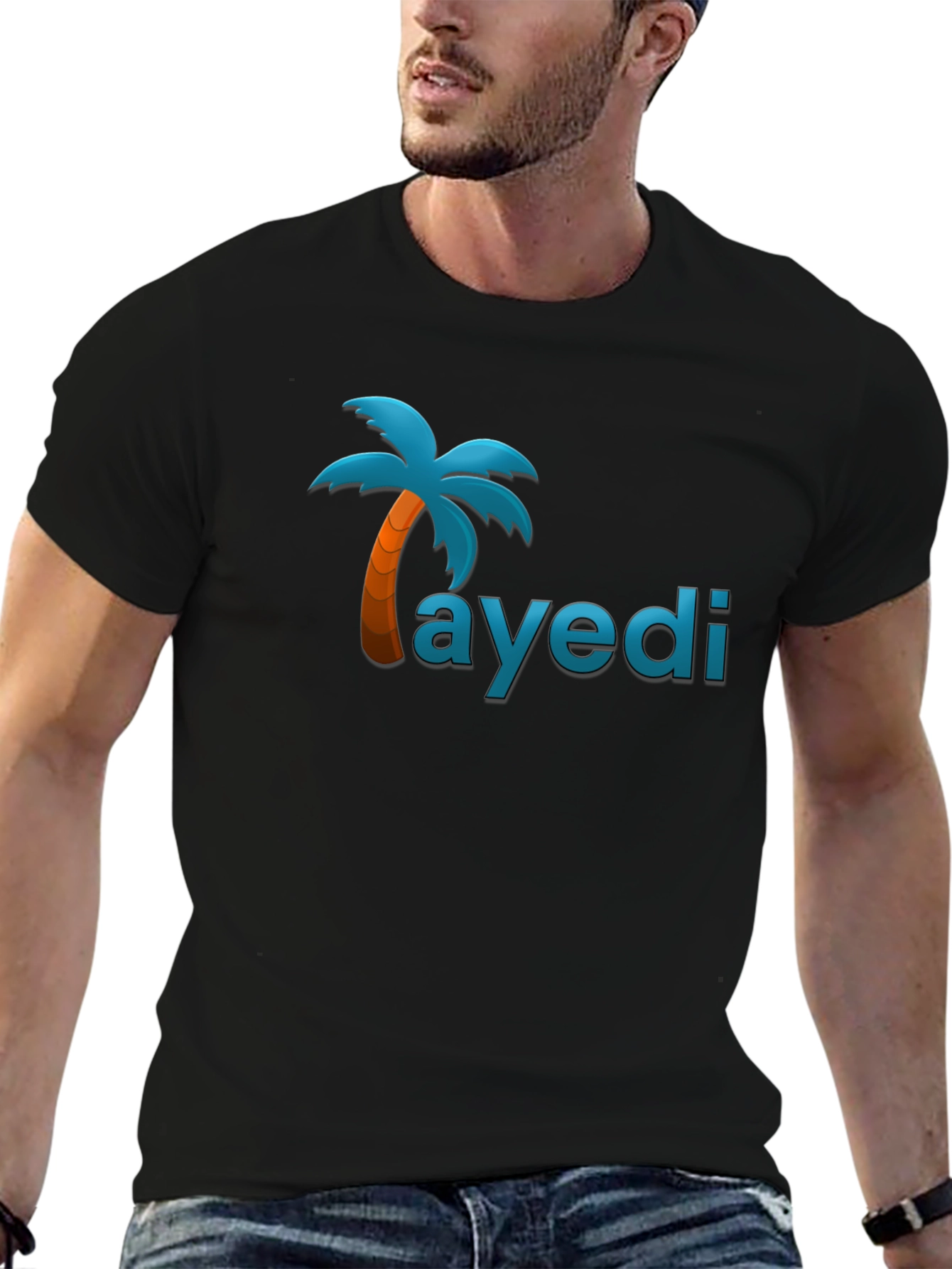 Tropical Island Style Black T-Shirt