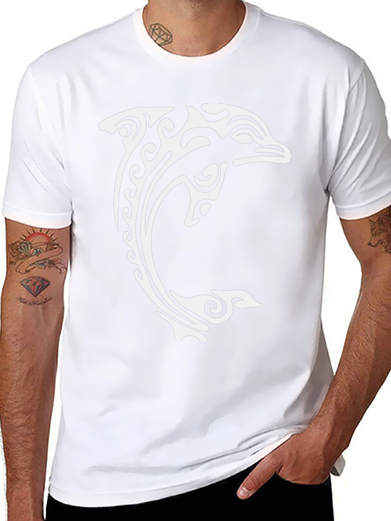 Tribal Dolphin Graphic Tee - Black Cotton Comfort