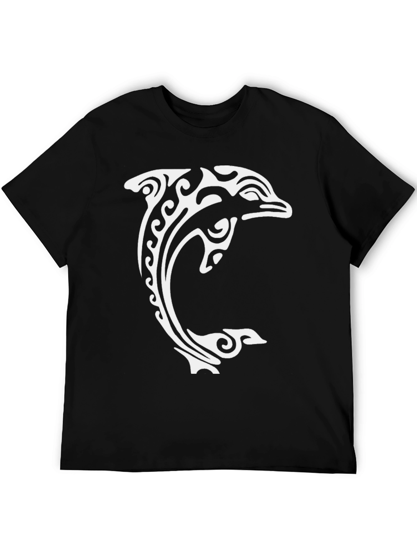 Tribal Dolphin Graphic Tee - Black Cotton Comfort