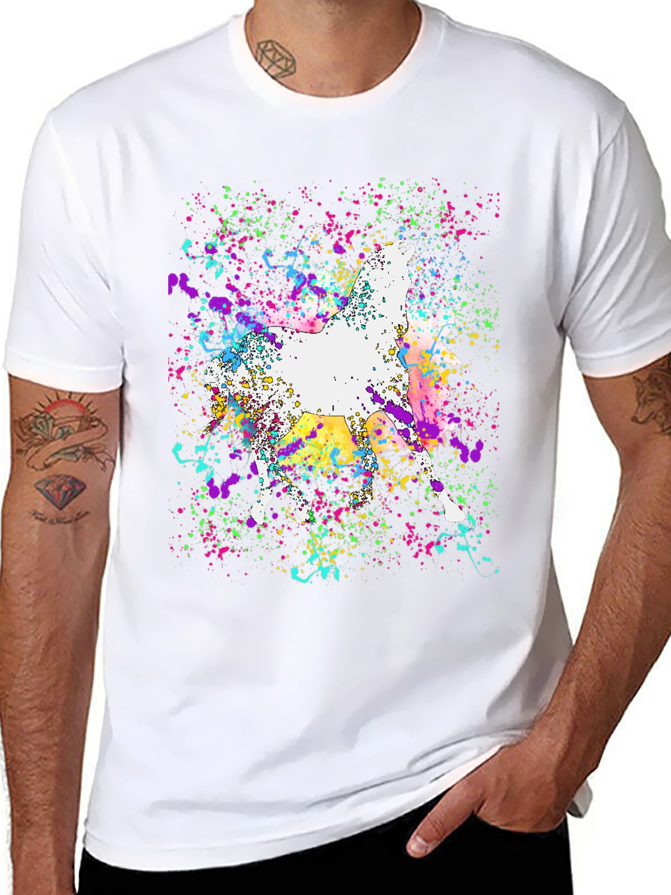 Abstract Horse Paint Splatter Graphic Tee