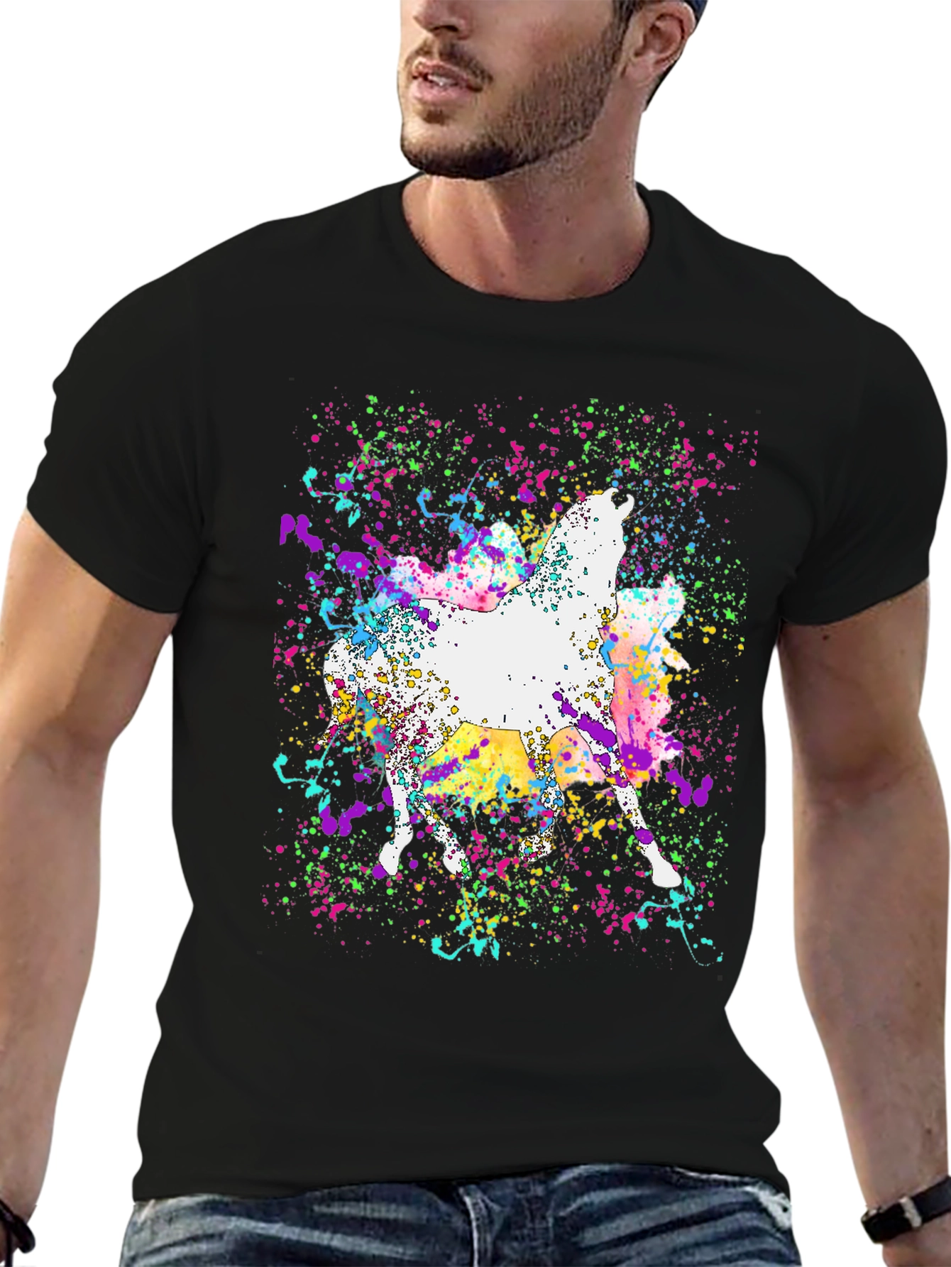 Abstract Horse Paint Splatter Graphic Tee