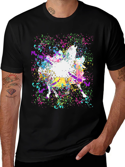 Abstract Horse Paint Splatter Graphic Tee