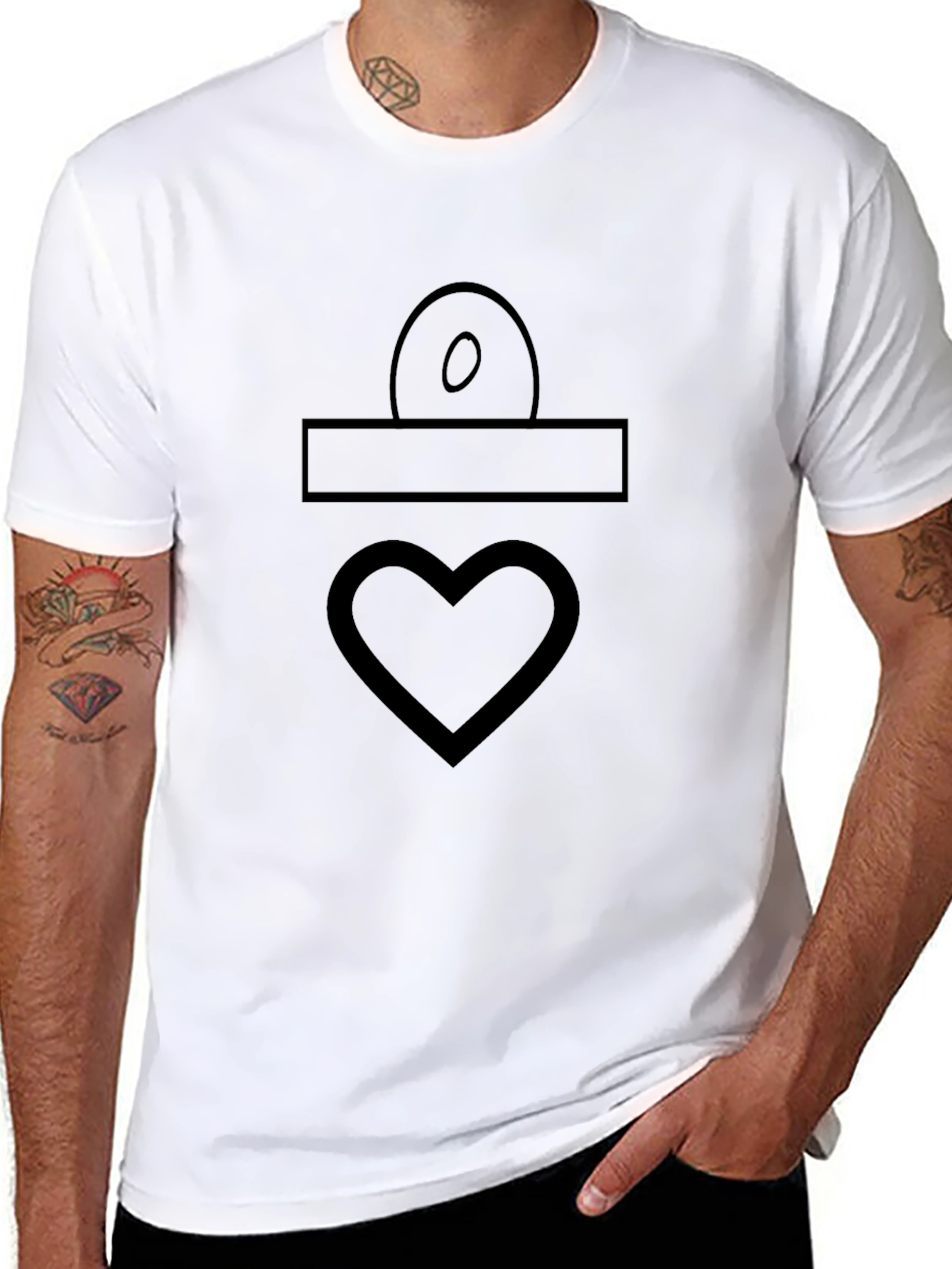 Heart Symbol Graphic Black T-Shirt