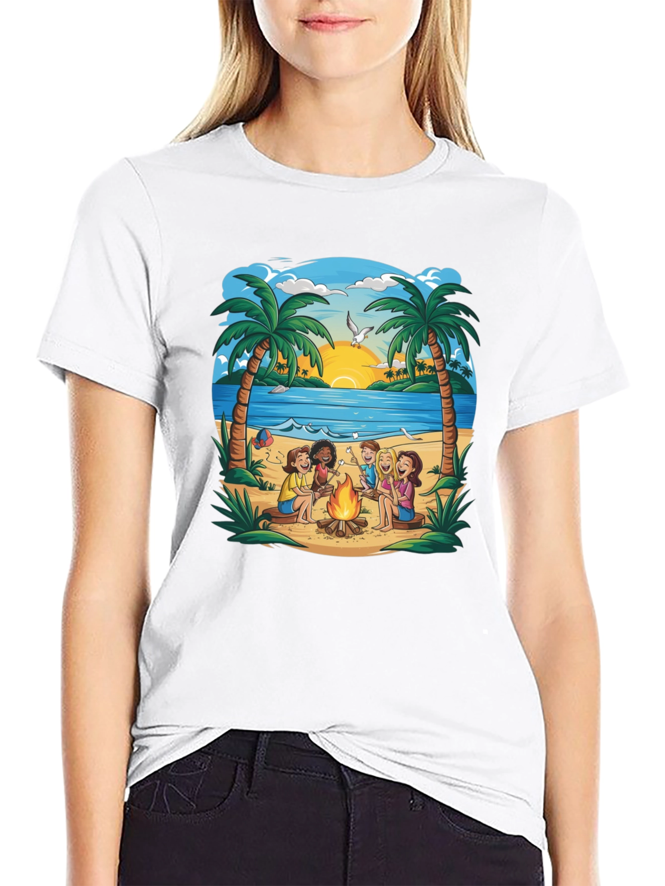 Beach Campfire T-Shirt: Friends & Marshmallows