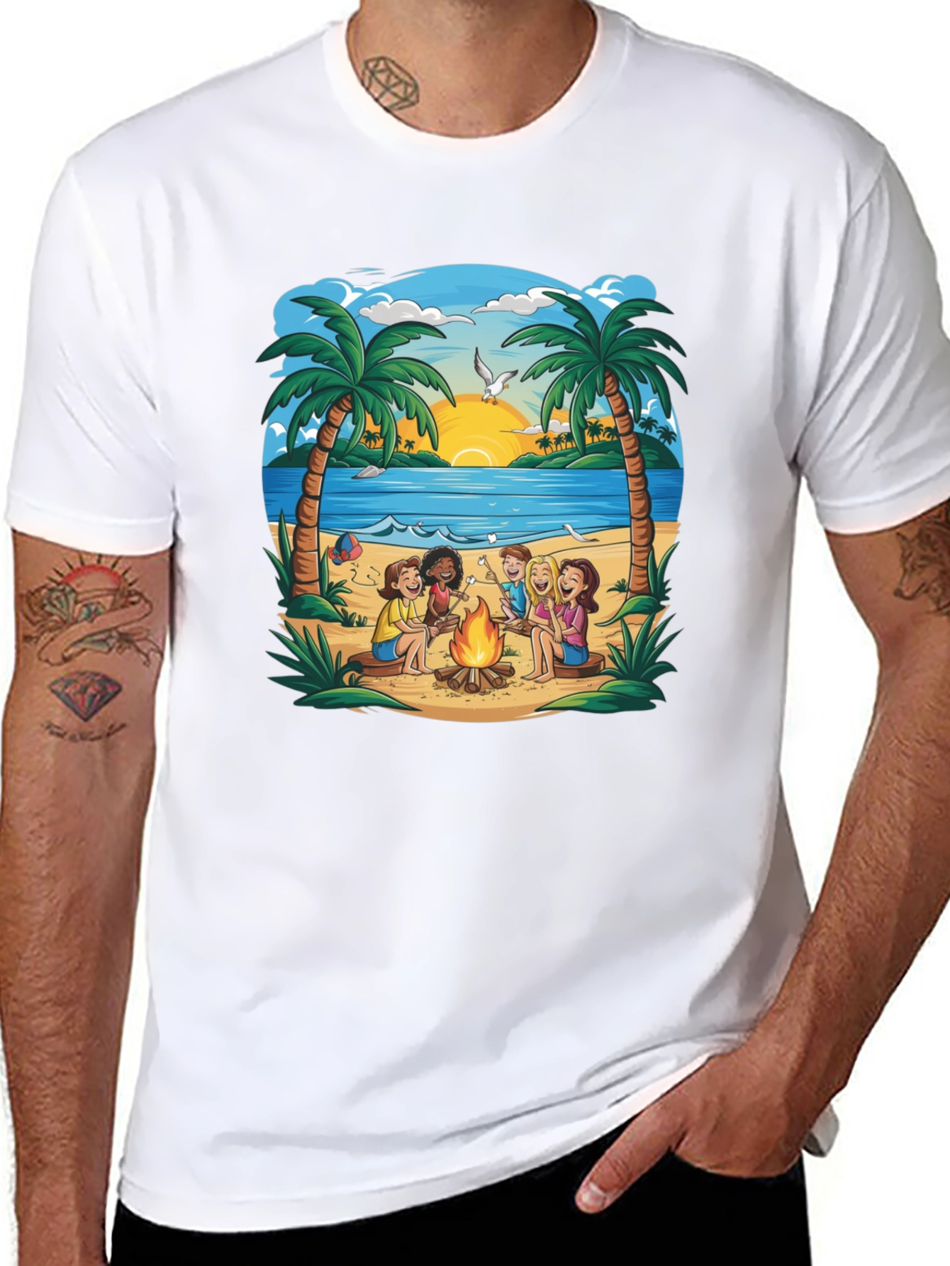 Beach Campfire T-Shirt: Friends & Marshmallows