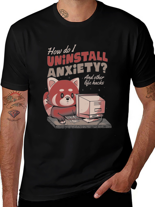 Uninstall Anxiety T-Shirt: Red Panda Programmer