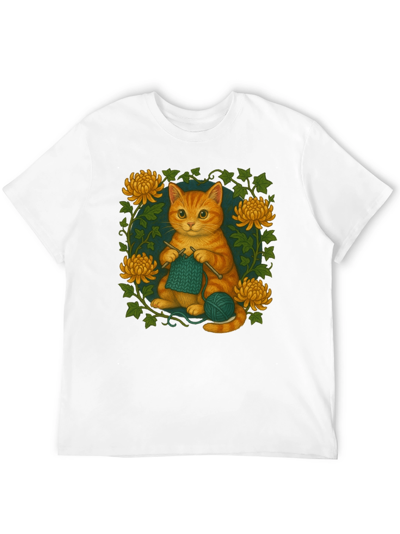 Knitting Cat Graphic T-Shirt