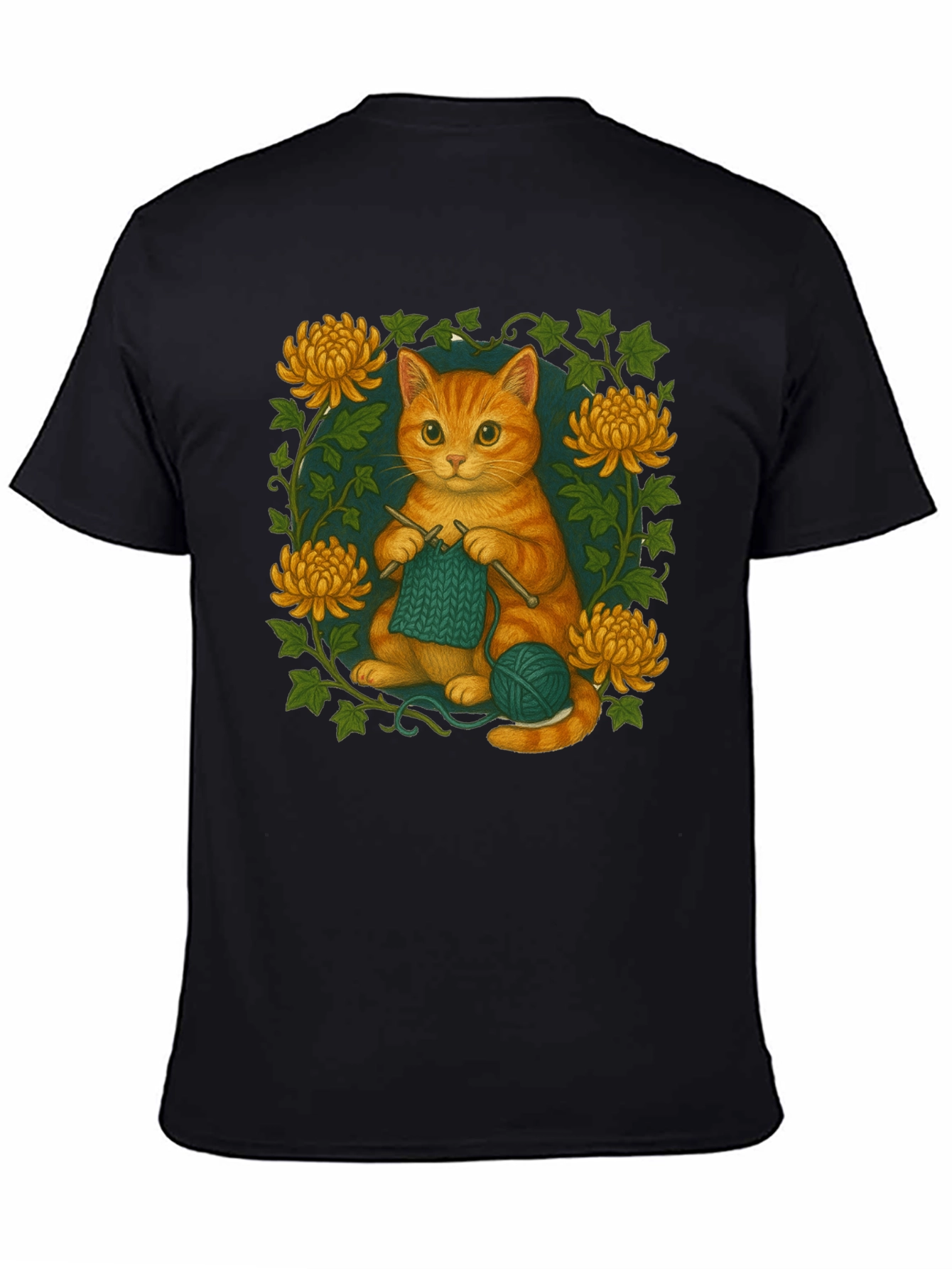 Knitting Cat Graphic T-Shirt