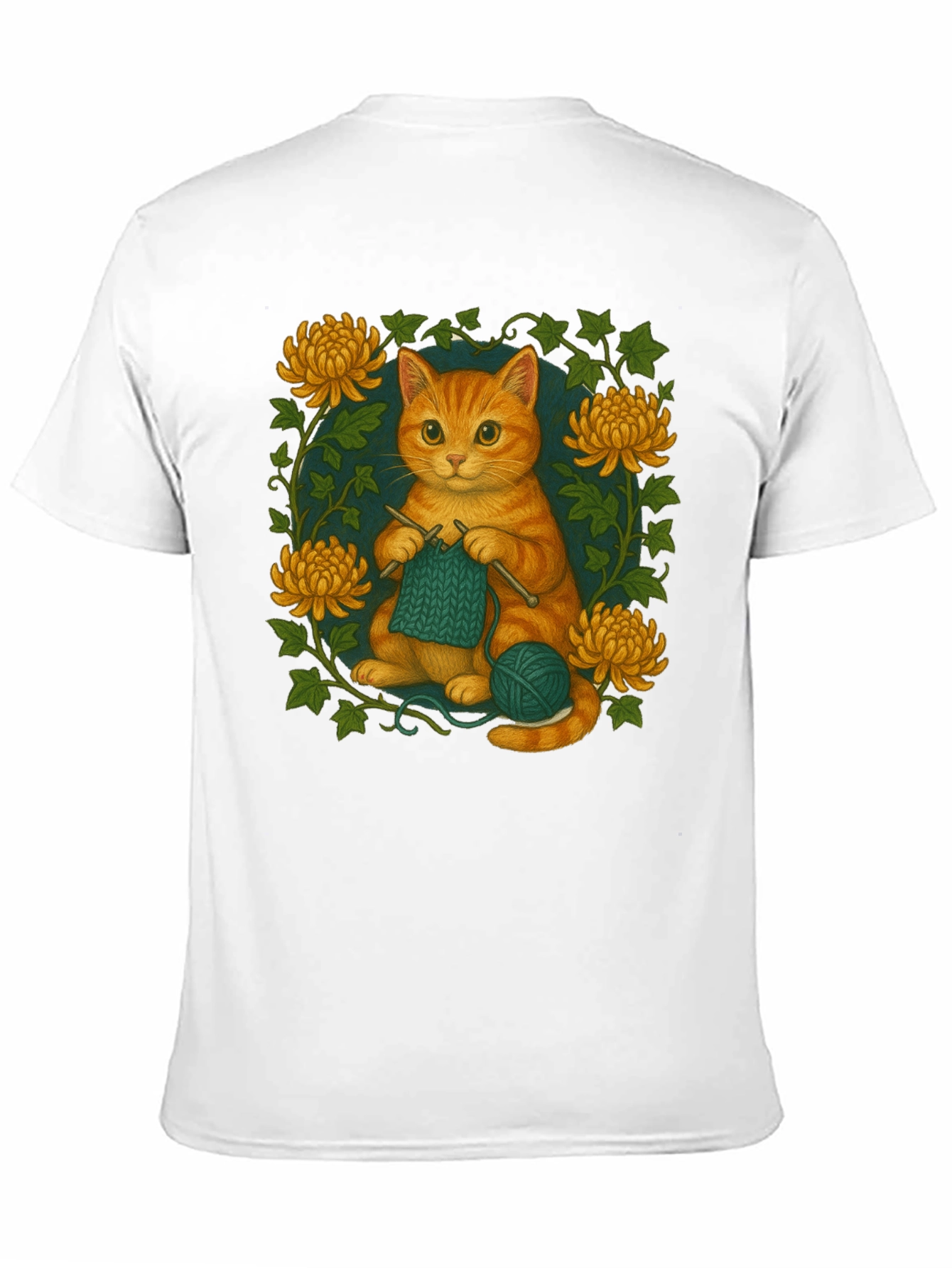Knitting Cat Graphic T-Shirt
