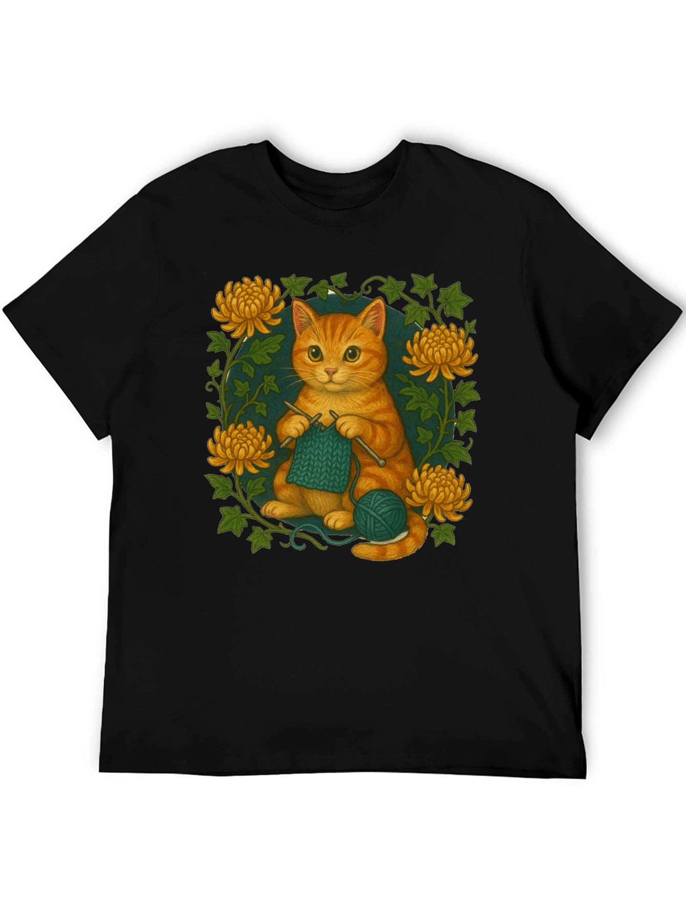Knitting Cat Graphic T-Shirt