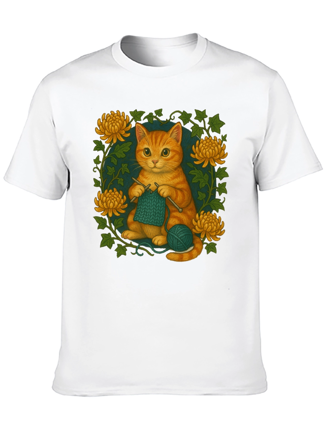 Knitting Cat Graphic T-Shirt