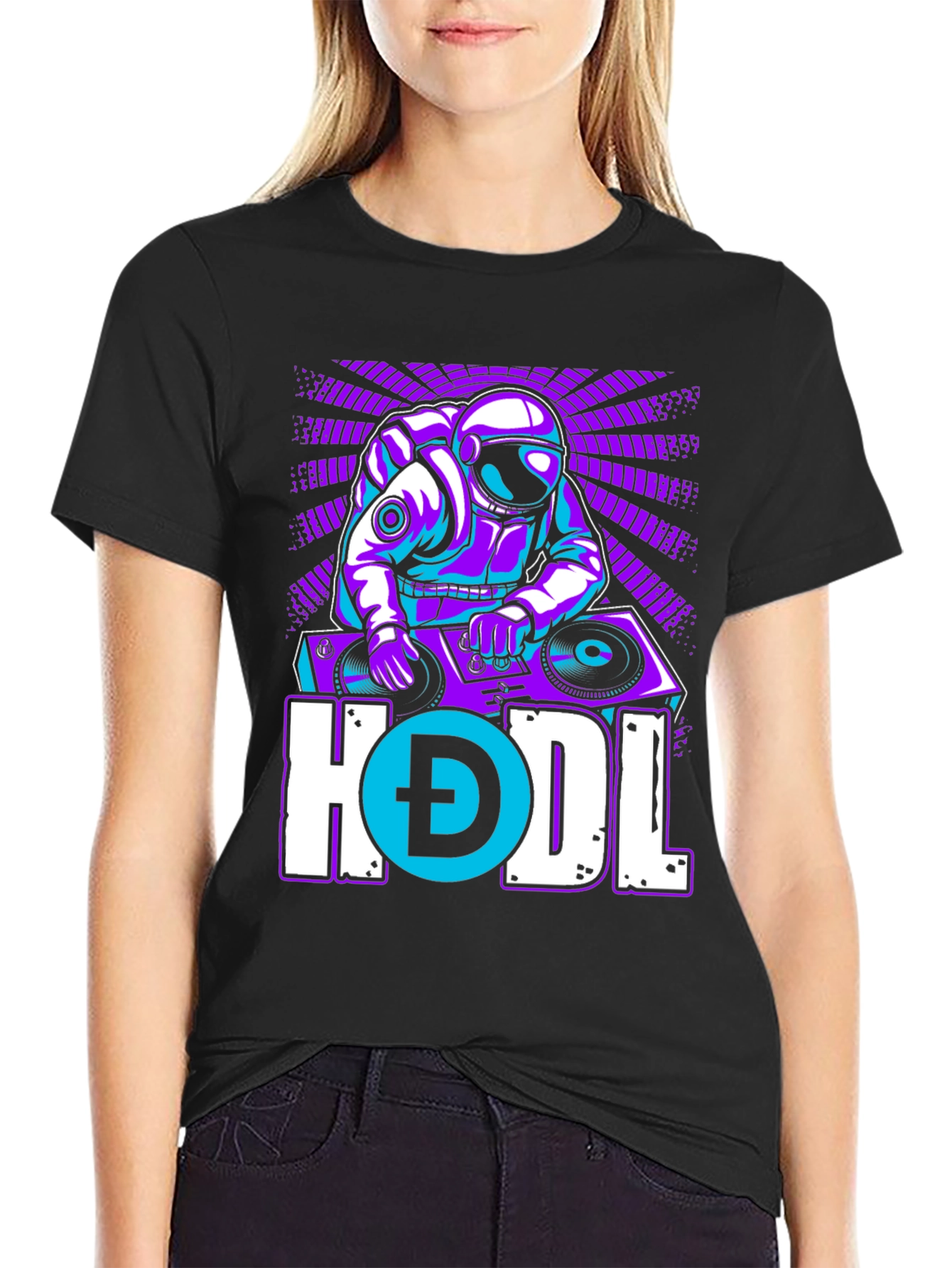 DJ Astronaut HODL Crypto T-Shirt - Trendy Space Rave