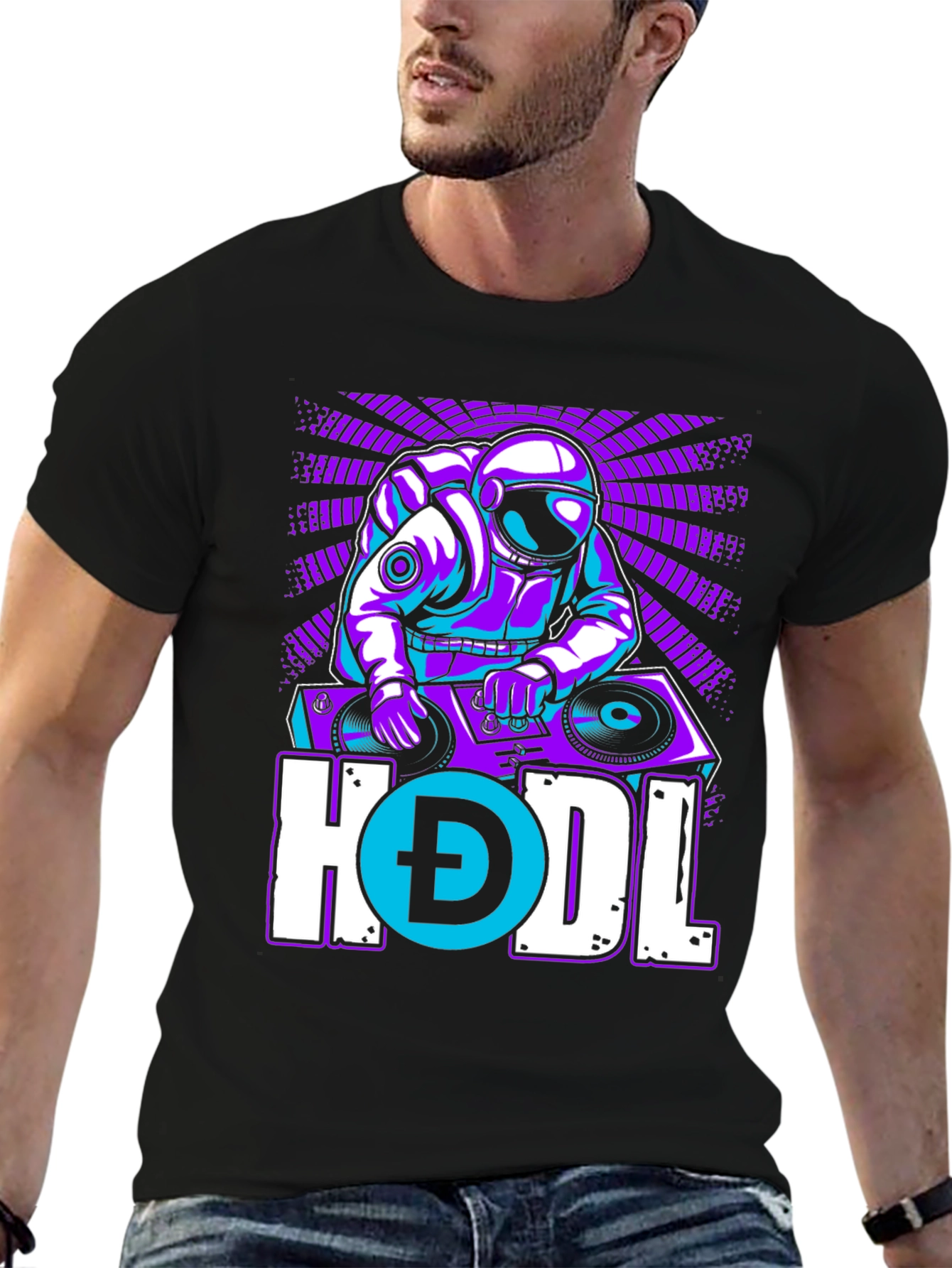 DJ Astronaut HODL Crypto T-Shirt - Trendy Space Rave
