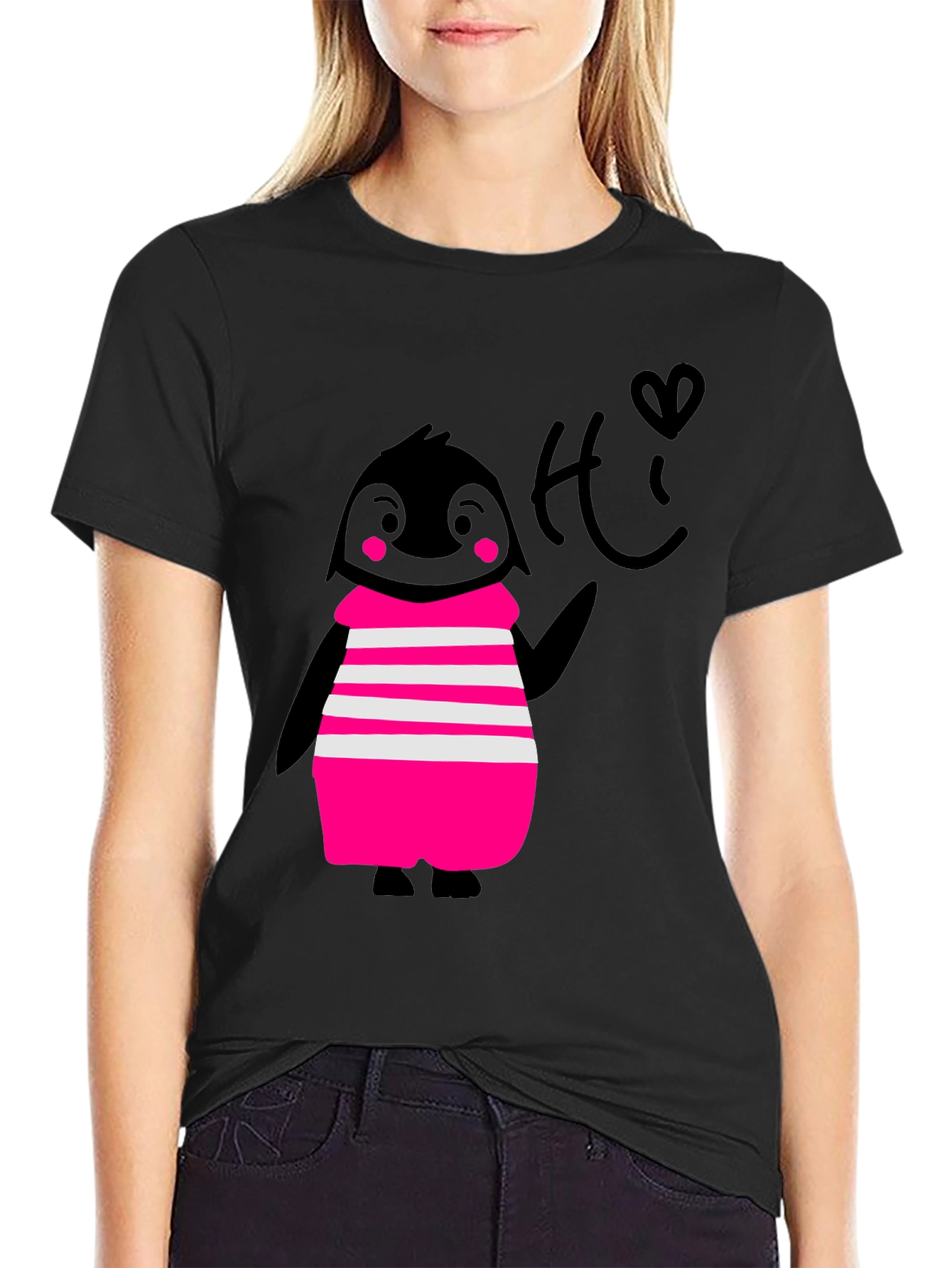 Penguin Tee - Cute Black Graphic T-Shirt