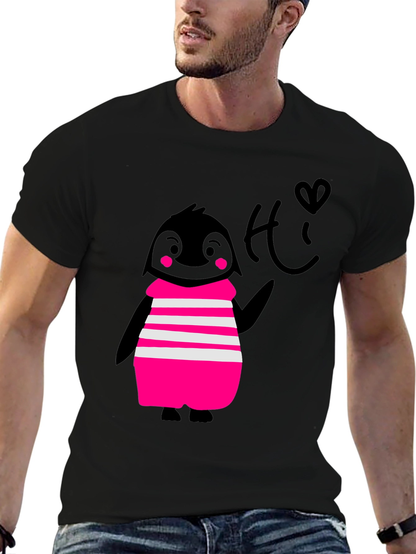 Penguin Tee - Cute Black Graphic T-Shirt
