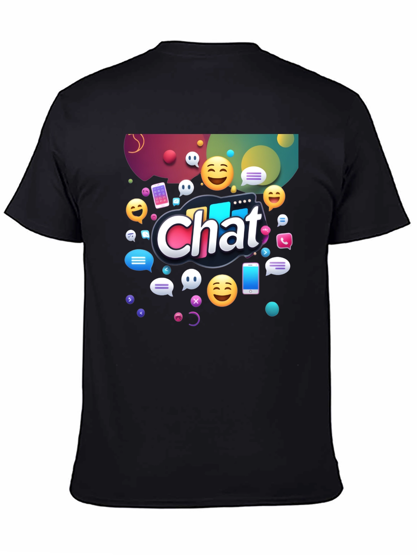 Chat Emoji Graphic Black T-Shirt