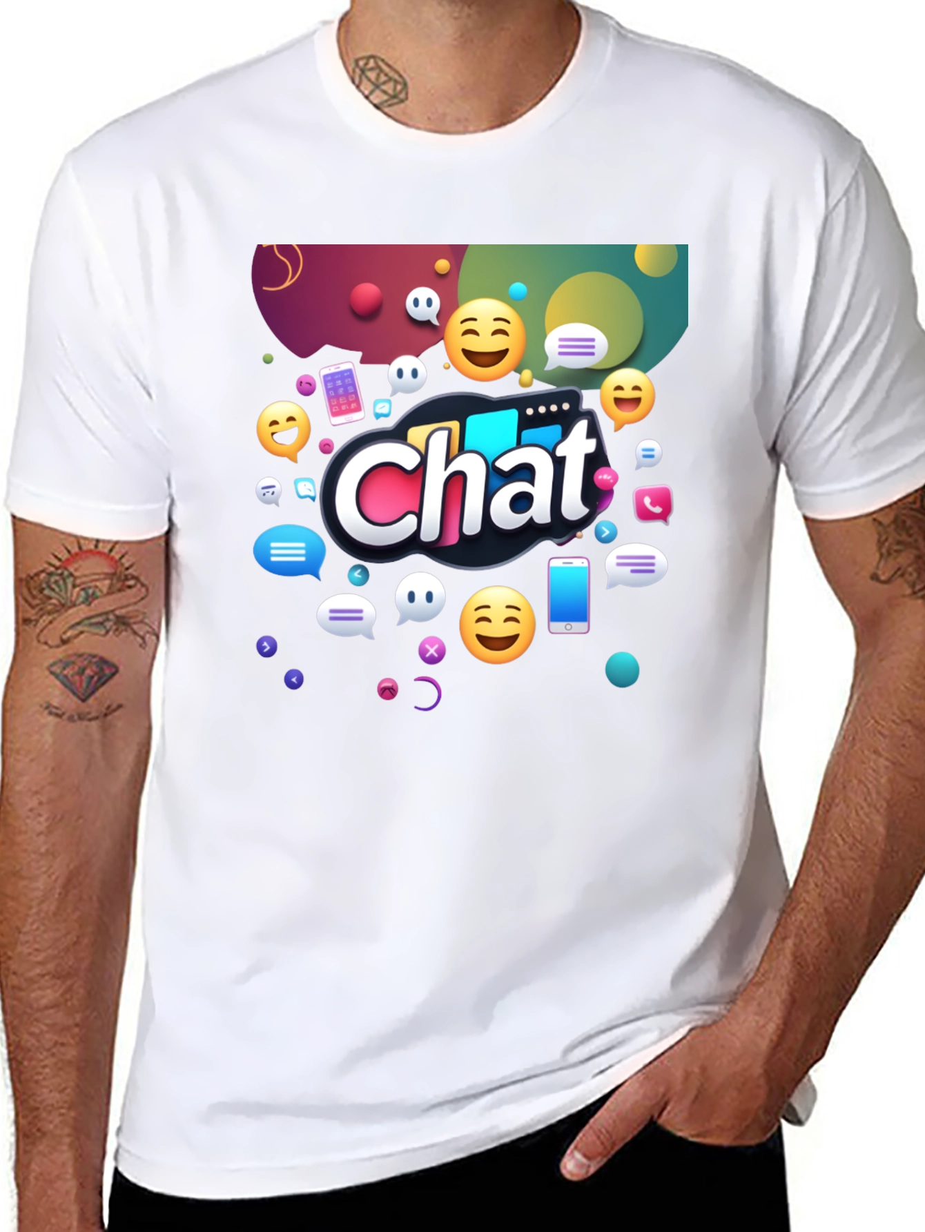 Chat Emoji Graphic Black T-Shirt