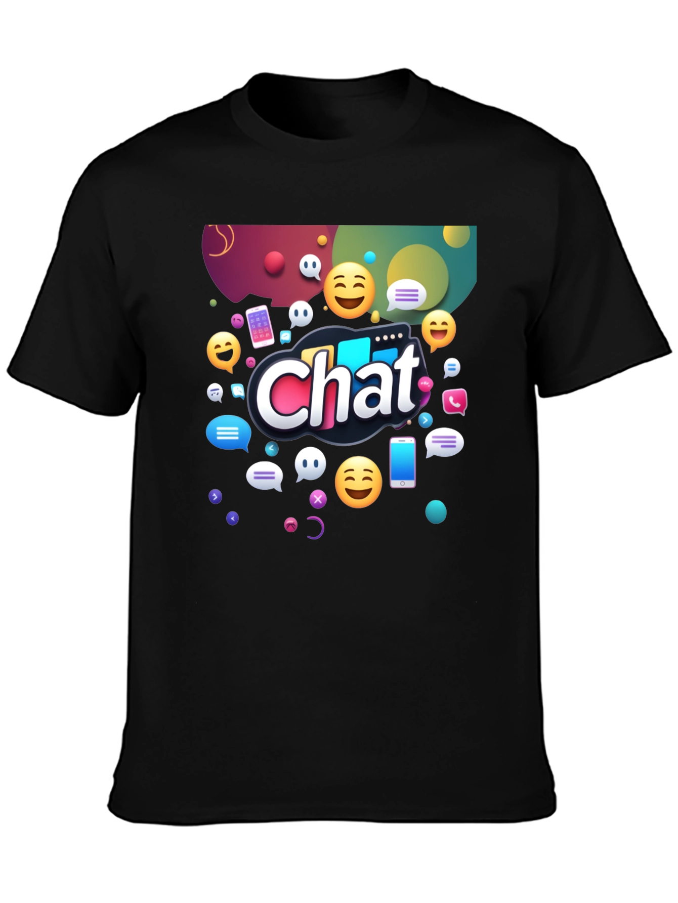 Chat Emoji Graphic Black T-Shirt