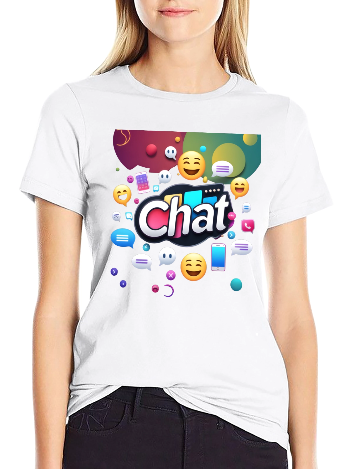 Chat Emoji Graphic Black T-Shirt