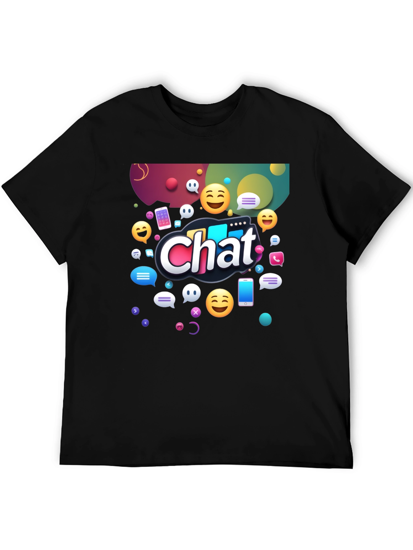 Chat Emoji Graphic Black T-Shirt
