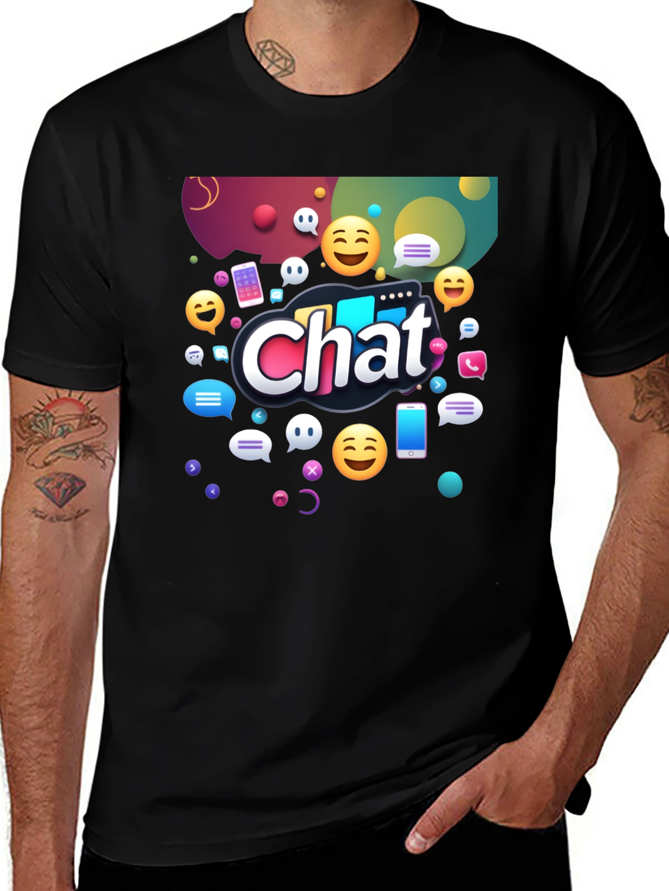 Chat Emoji Graphic Black T-Shirt