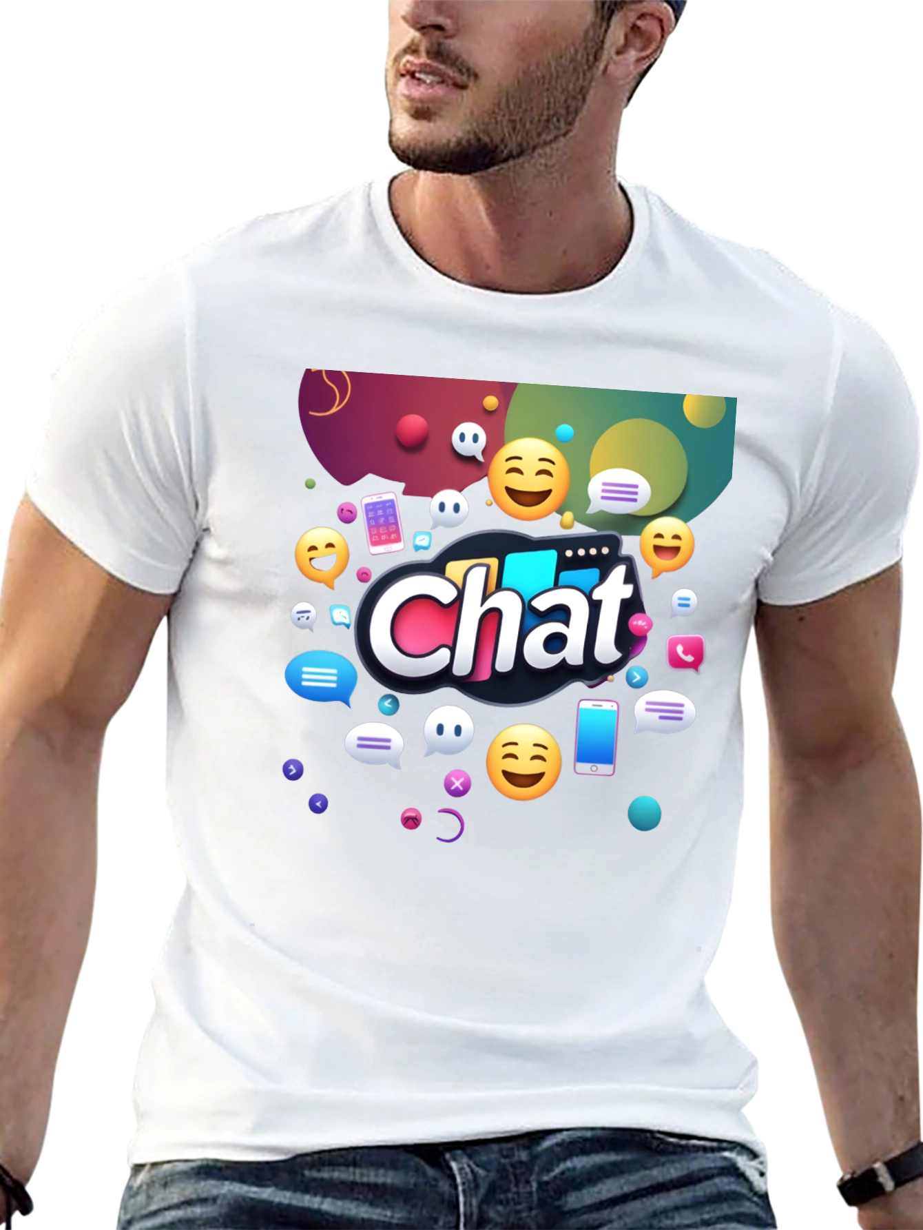 Chat Emoji Graphic Black T-Shirt