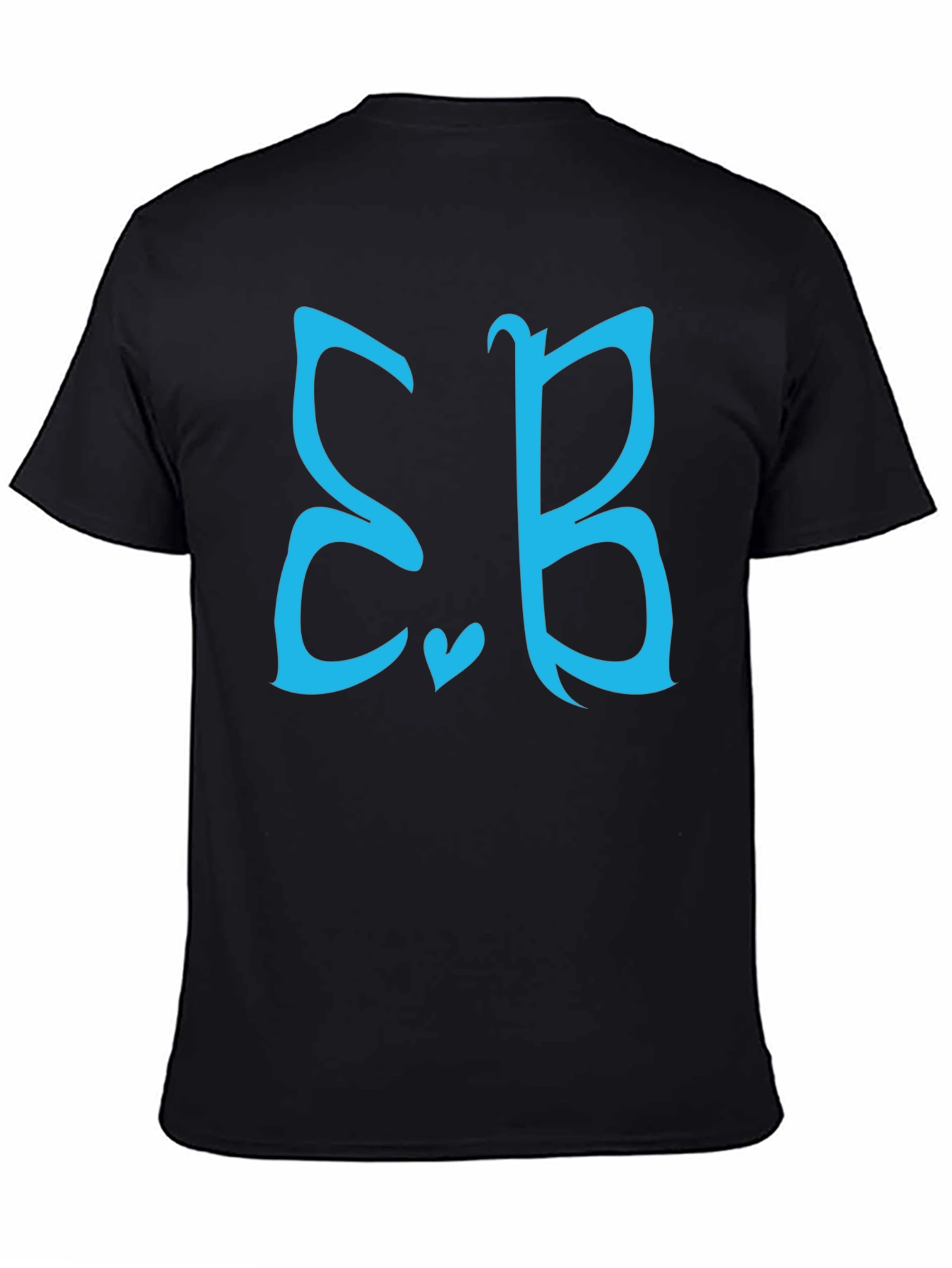 Stylish Black Tee with Teal Letter Design