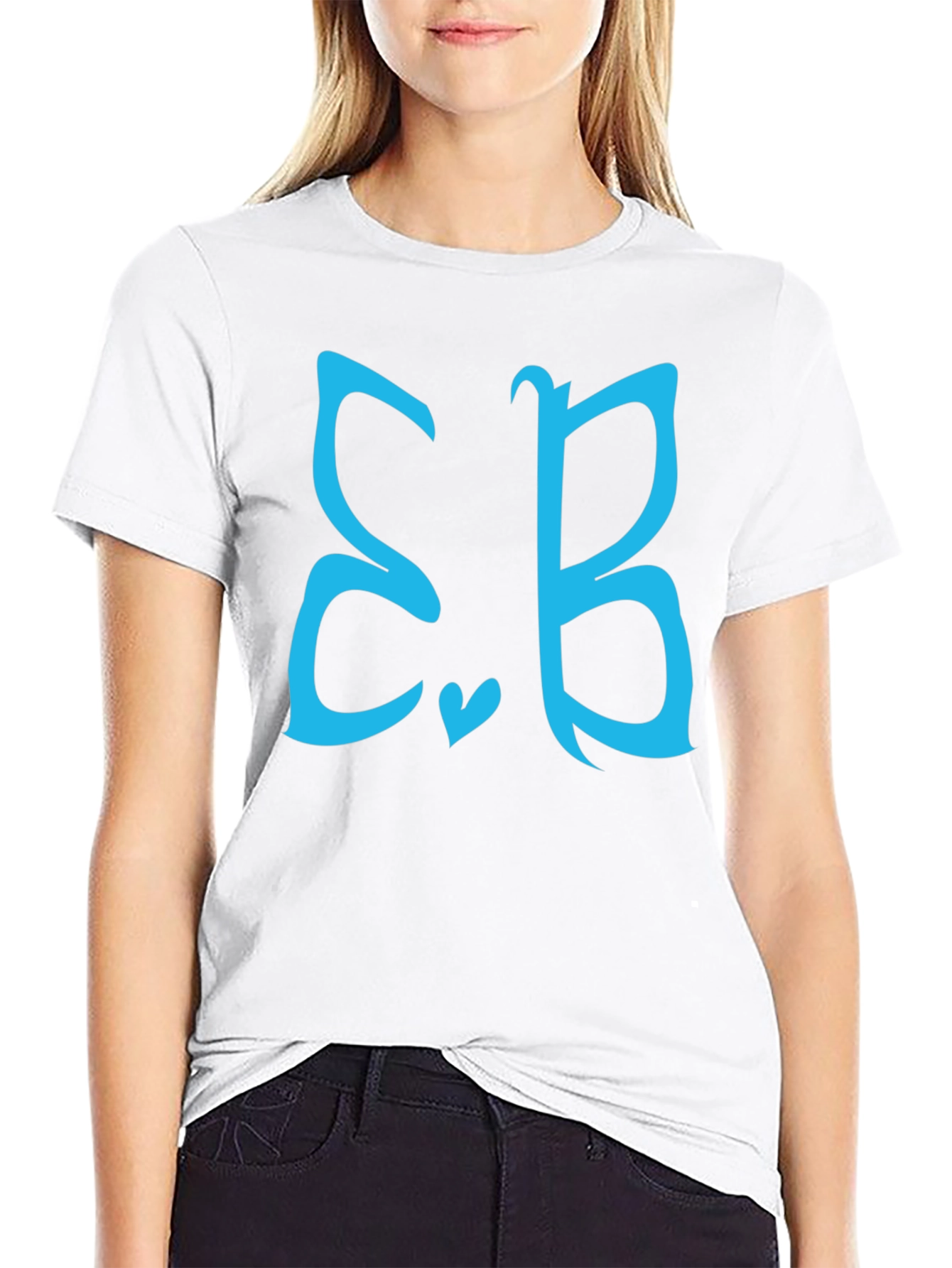 Stylish Black Tee with Teal Letter Design