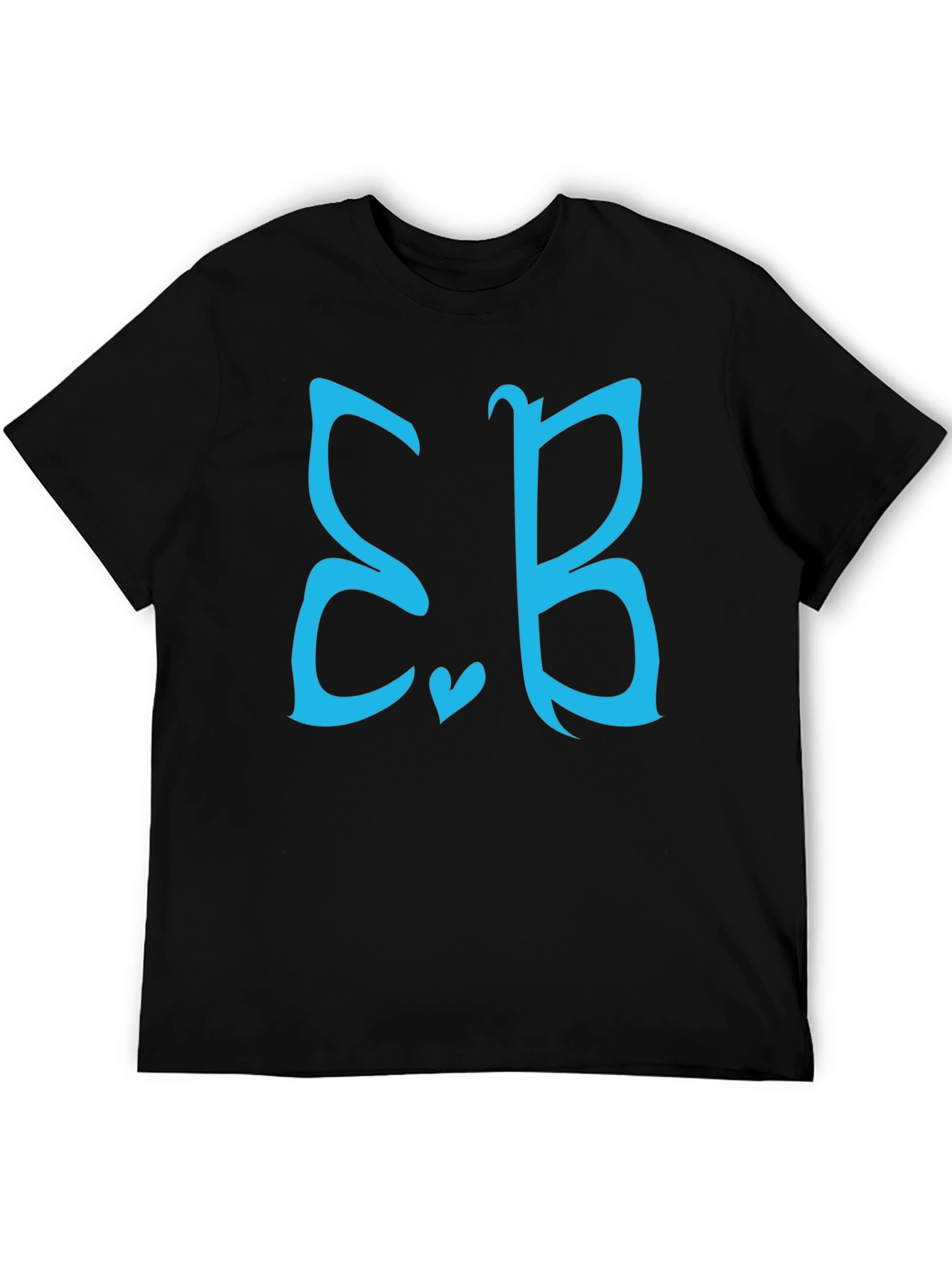 Stylish Black Tee with Teal Letter Design