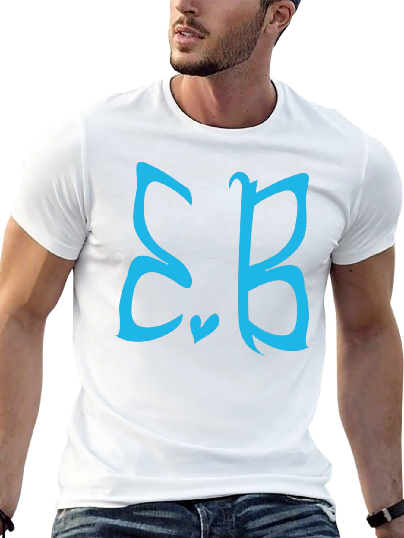 Stylish Black Tee with Teal Letter Design