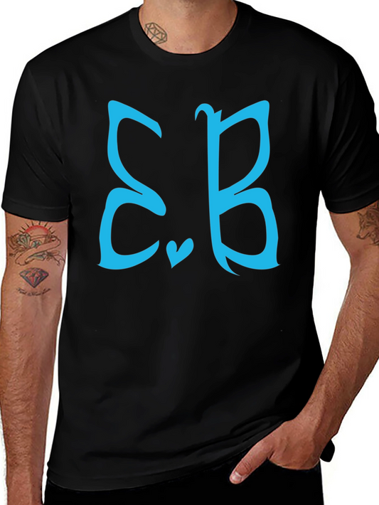 Stylish Black Tee with Teal Letter Design
