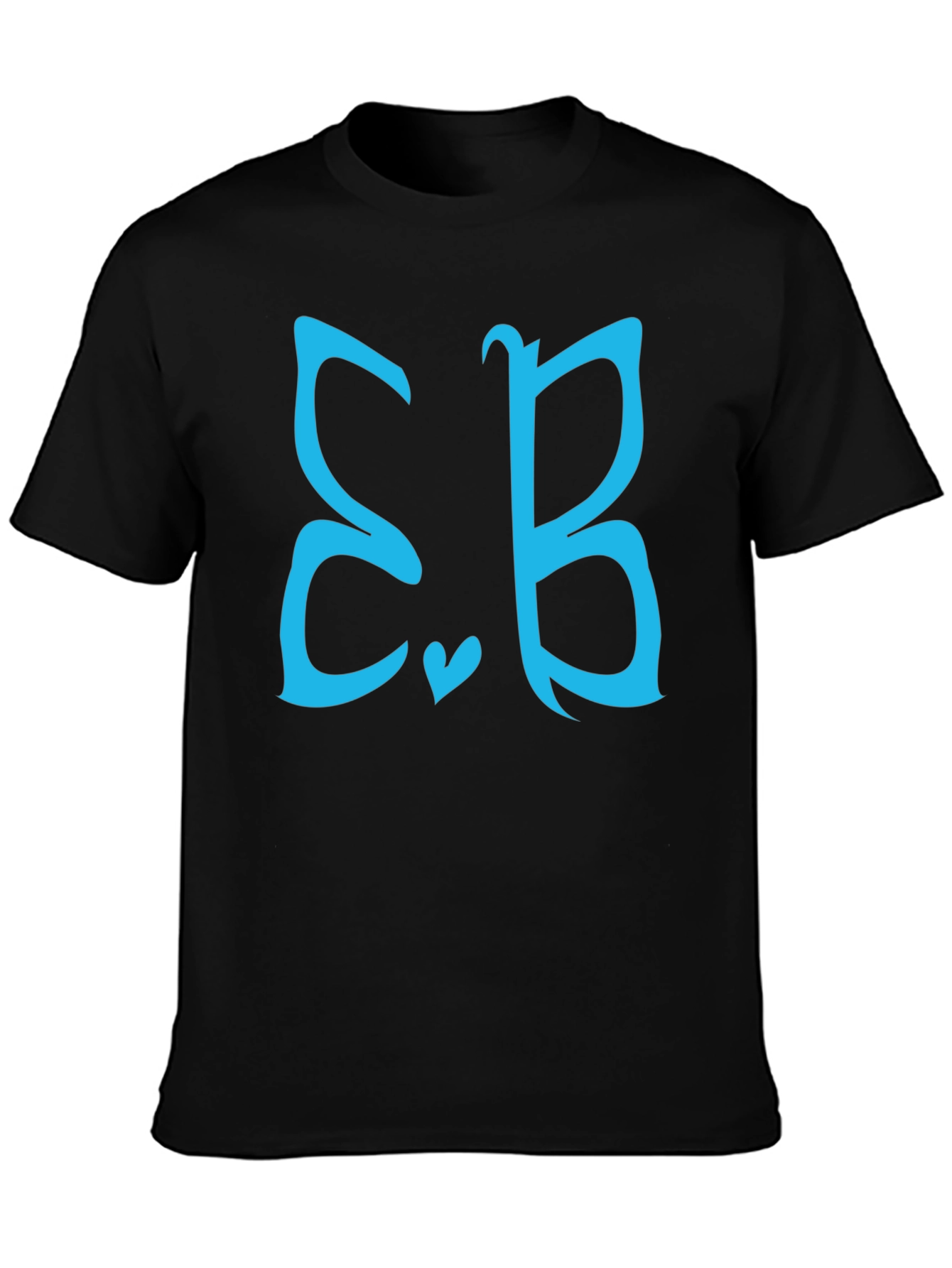 Stylish Black Tee with Teal Letter Design