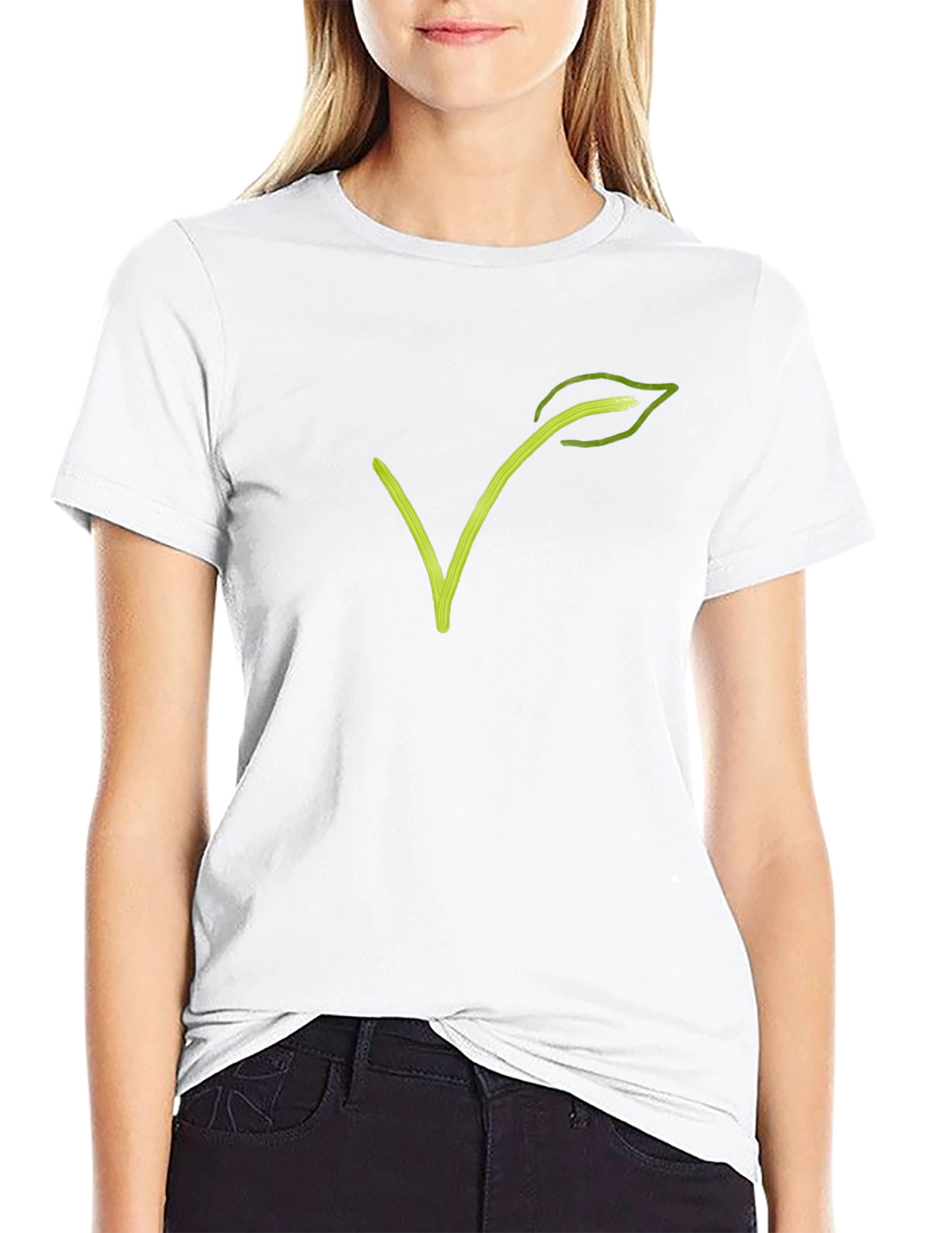 Vegan V Leaf Graphic Tee - Black