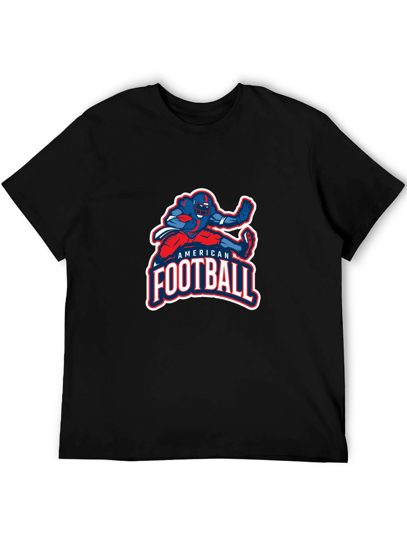 American Football Graphic Print Black T-Shirt