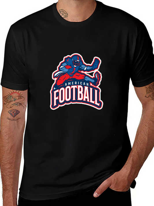 American Football Graphic Print Black T-Shirt