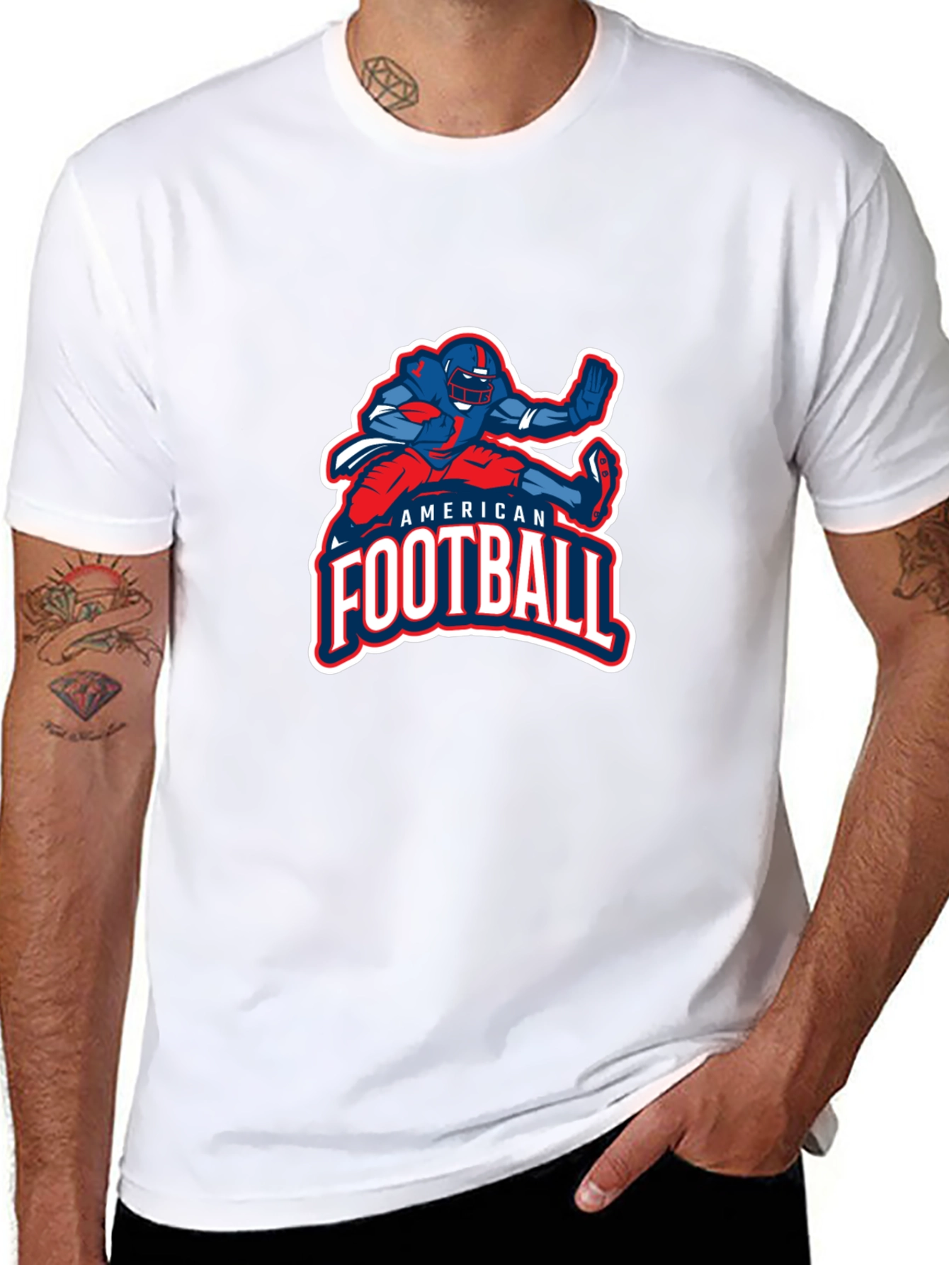 American Football Graphic Print Black T-Shirt