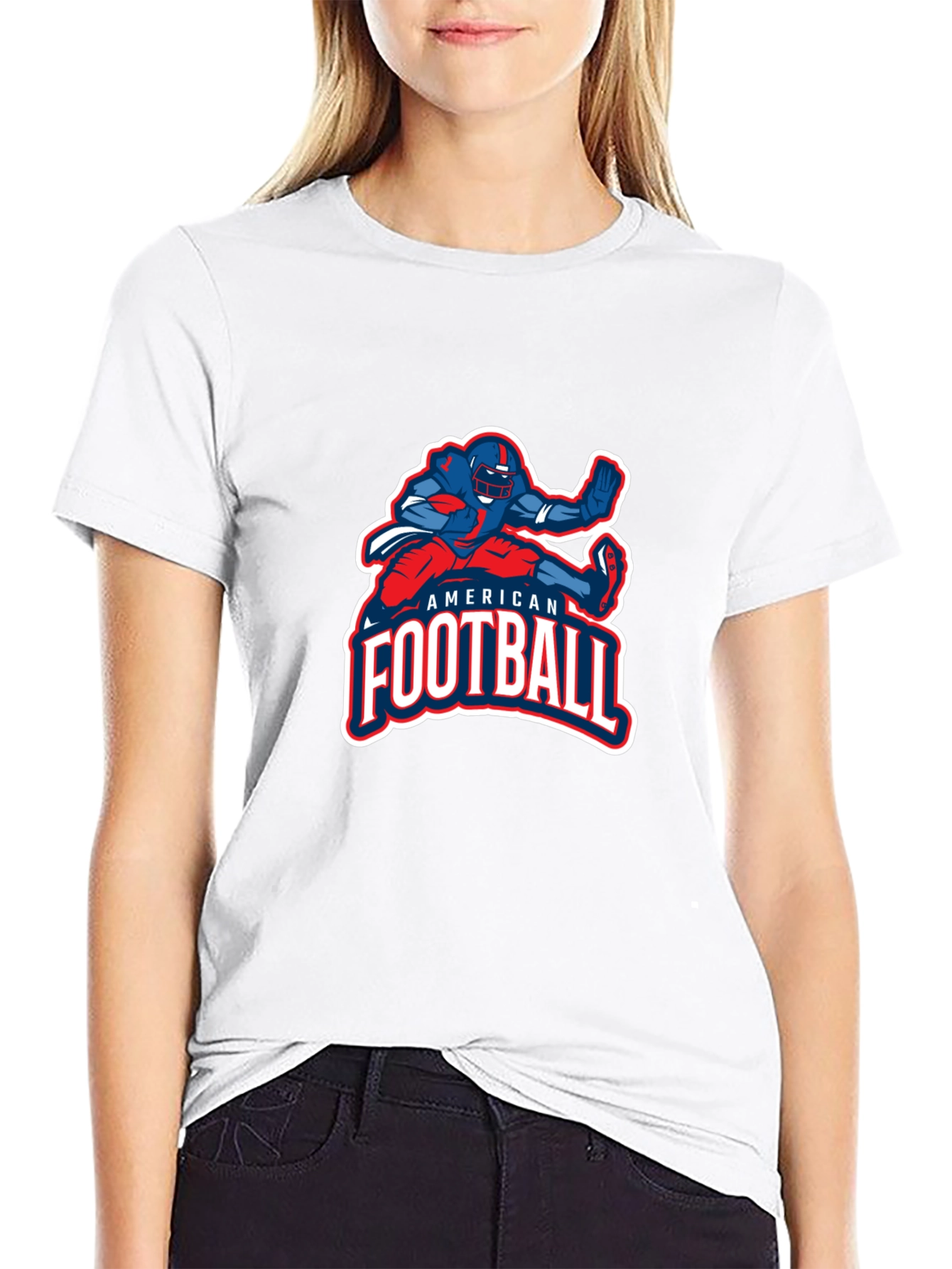 American Football Graphic Print Black T-Shirt