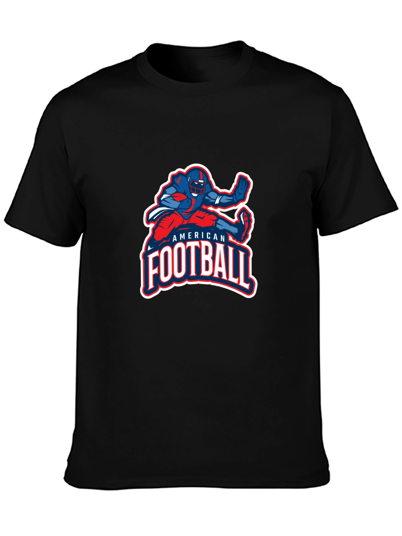 American Football Graphic Print Black T-Shirt