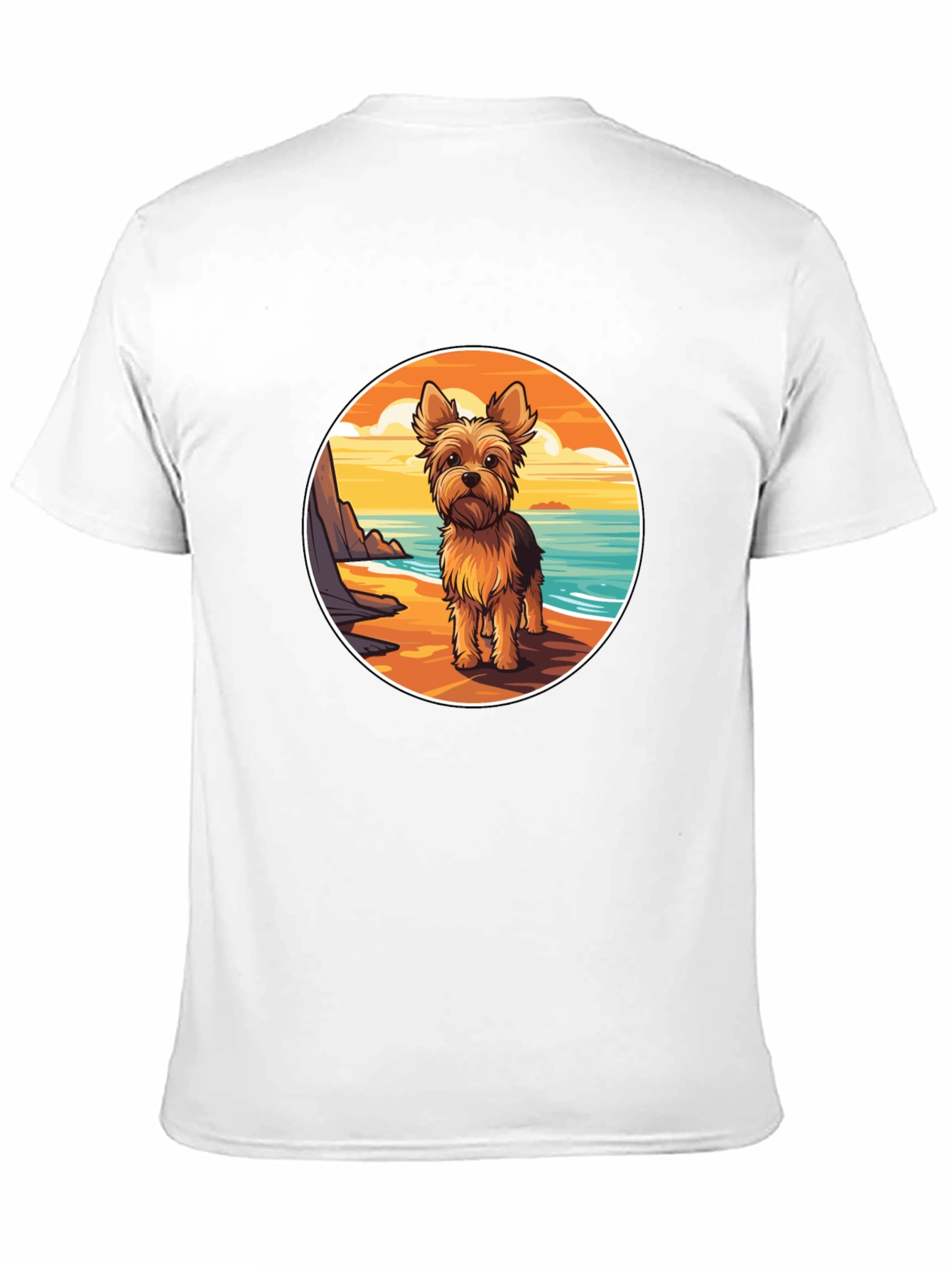 Yorkie Dog Beach T-Shirt - Coastal Pup Tee
