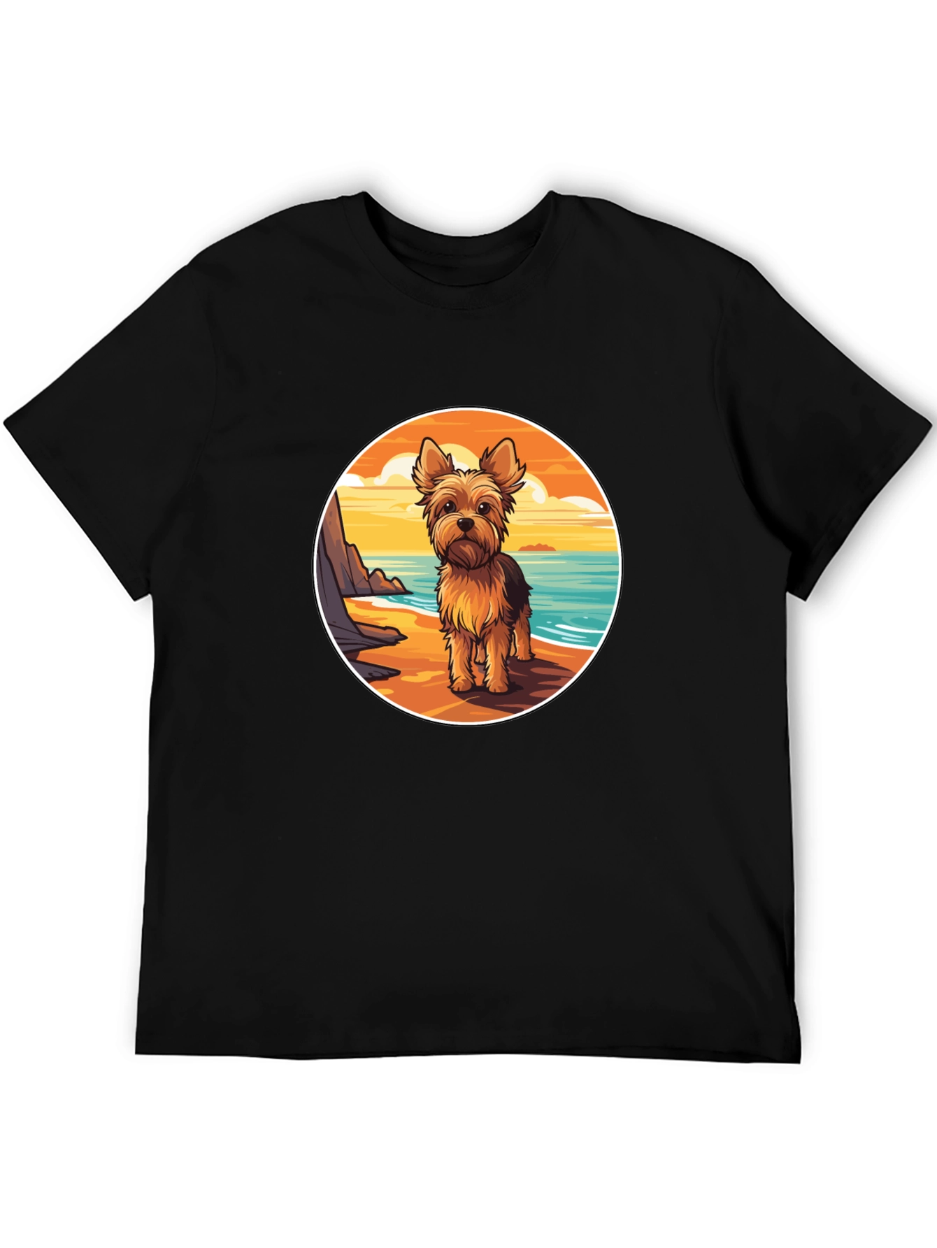 Yorkie Dog Beach T-Shirt - Coastal Pup Tee