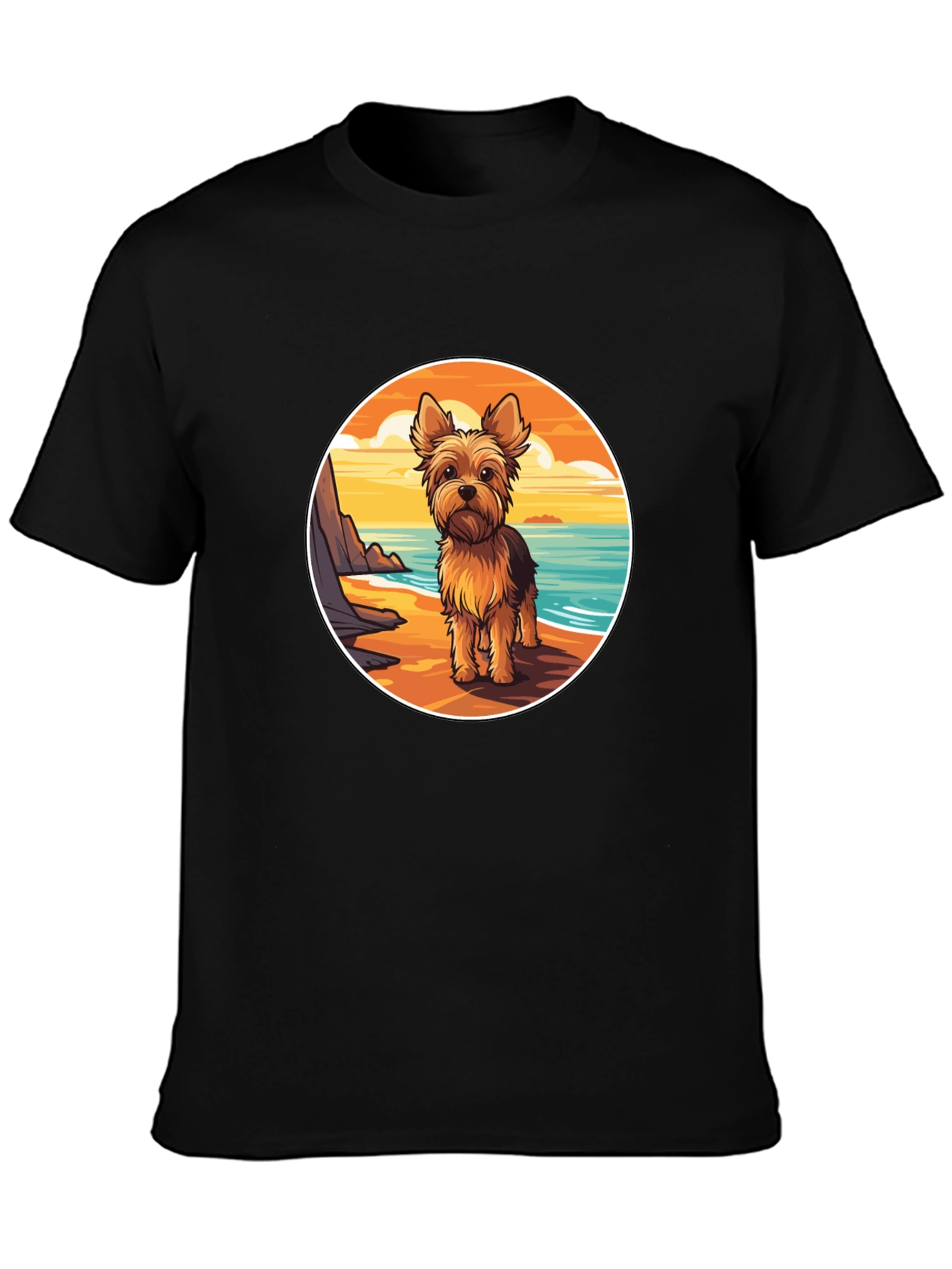 Yorkie Dog Beach T-Shirt - Coastal Pup Tee