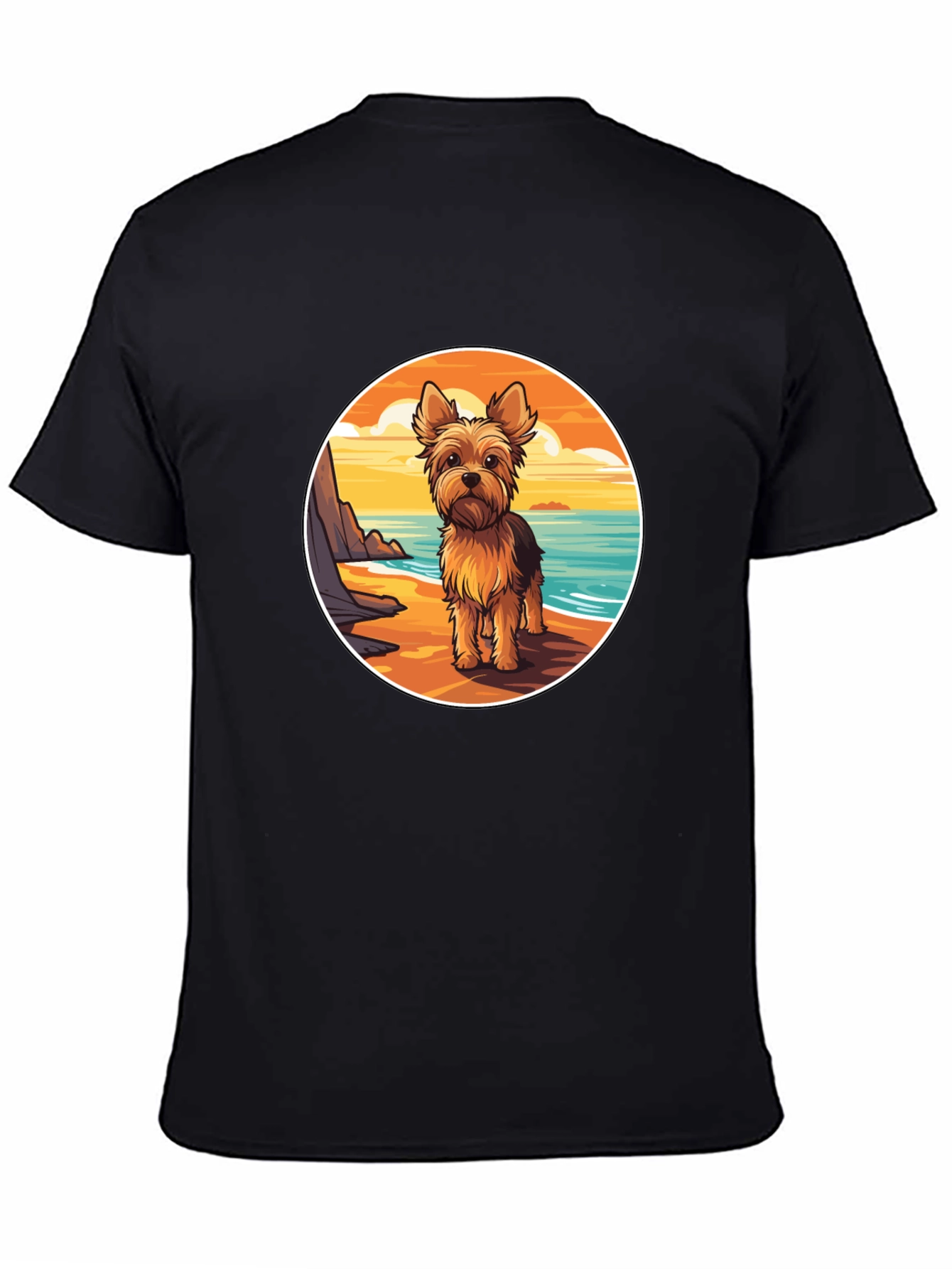 Yorkie Dog Beach T-Shirt - Coastal Pup Tee