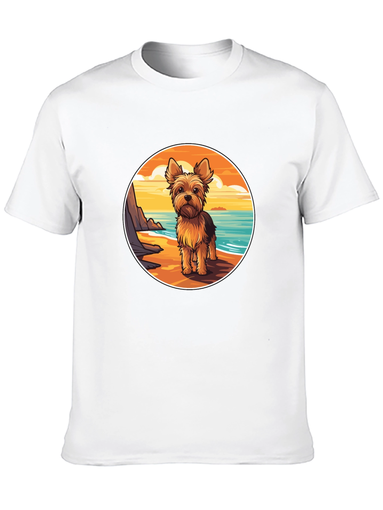 Yorkie Dog Beach T-Shirt - Coastal Pup Tee