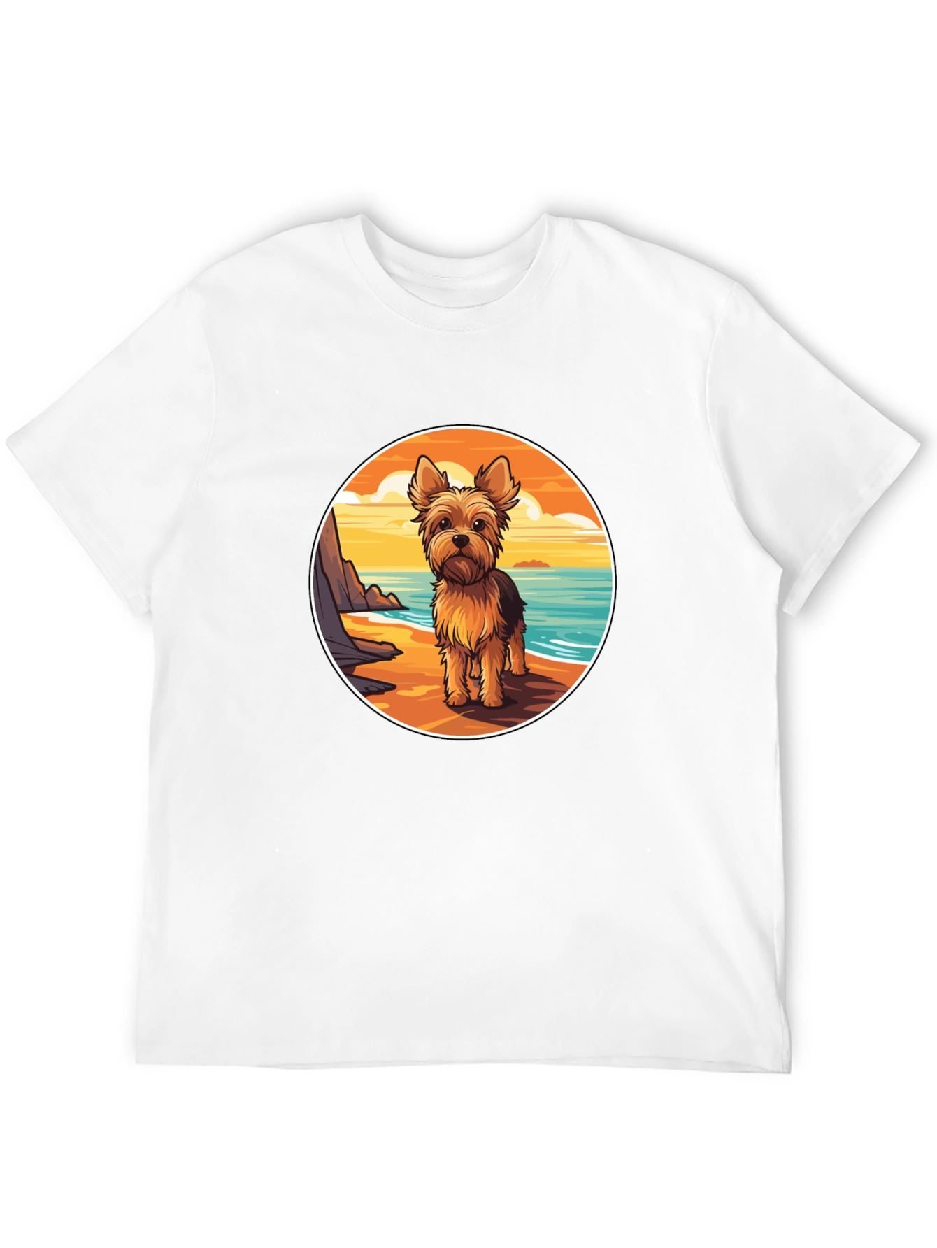 Yorkie Dog Beach T-Shirt - Coastal Pup Tee