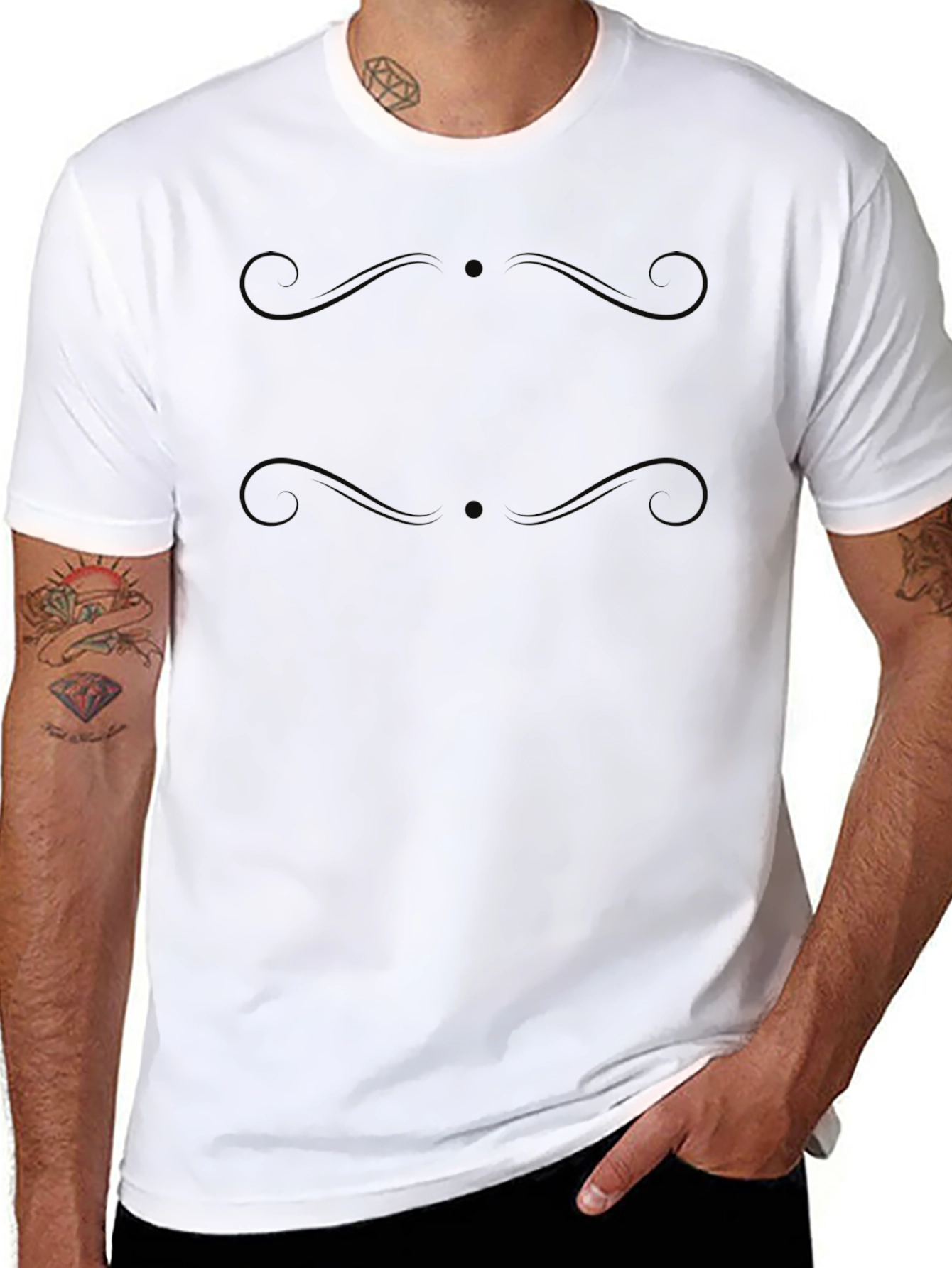 Elegant Swirl Design Black T-Shirt
