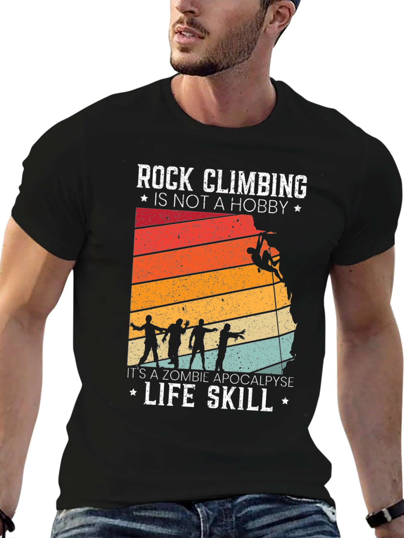 Rock Climbing Zombie Apocalypse T-Shirt
