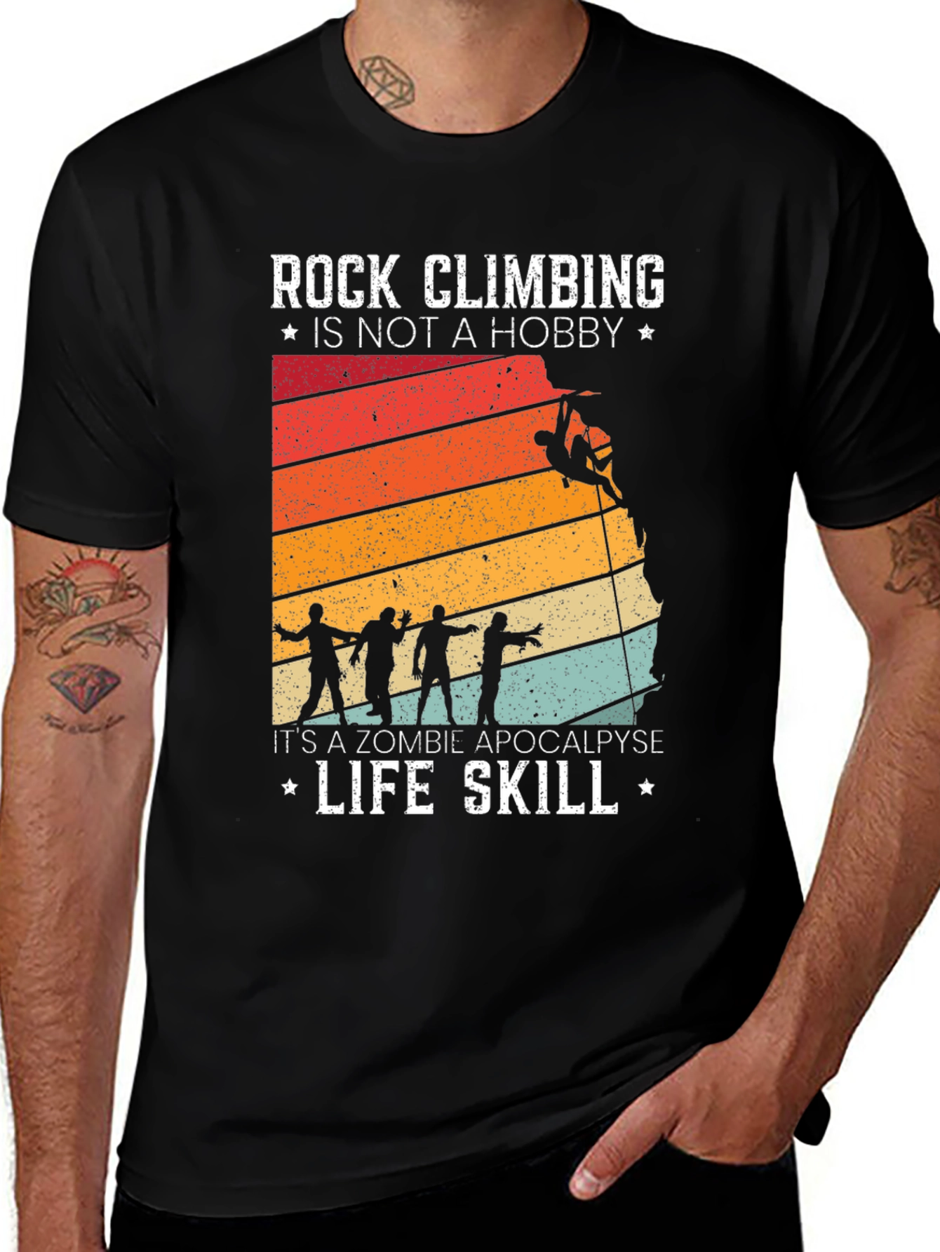 Rock Climbing Zombie Apocalypse T-Shirt